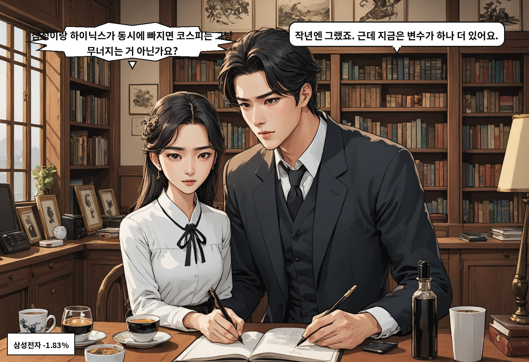 B: 삼성이랑 하이닉스가 동시에 빠지면 코스피는 그냥 무너지는 거 아닌가요? A: 작년엔 그랬죠. 근데 지금은 변수가 하나 더 있어요.