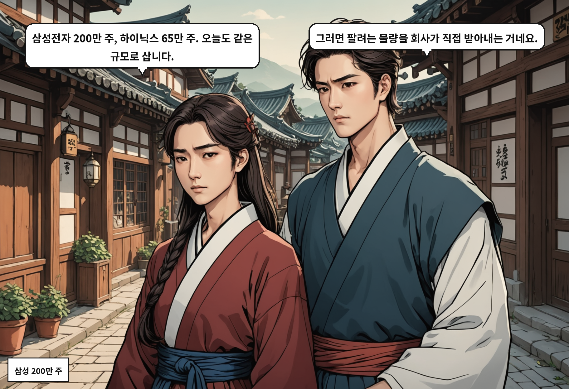 A: 삼성전자 200만 주, 하이닉스 65만 주. 오늘도 같은 규모로 삽니다. B: 그러면 팔려는 물량을 회사가 직접 받아내는 거네요.