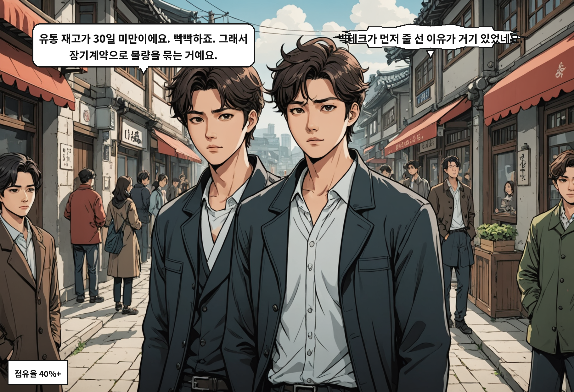A: 유통 재고가 30일 미만이에요. 빡빡하죠. 그래서 장기계약으로 물량을 묶는 거예요. B: 빅테크가 먼저 줄 선 이유가 거기 있었네요.