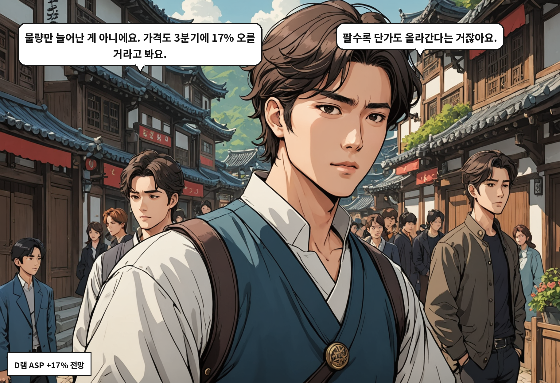 A: 물량만 늘어난 게 아니에요. 가격도 3분기에 17% 오를 거라고 봐요. B: 팔수록 단가도 올라간다는 거잖아요.