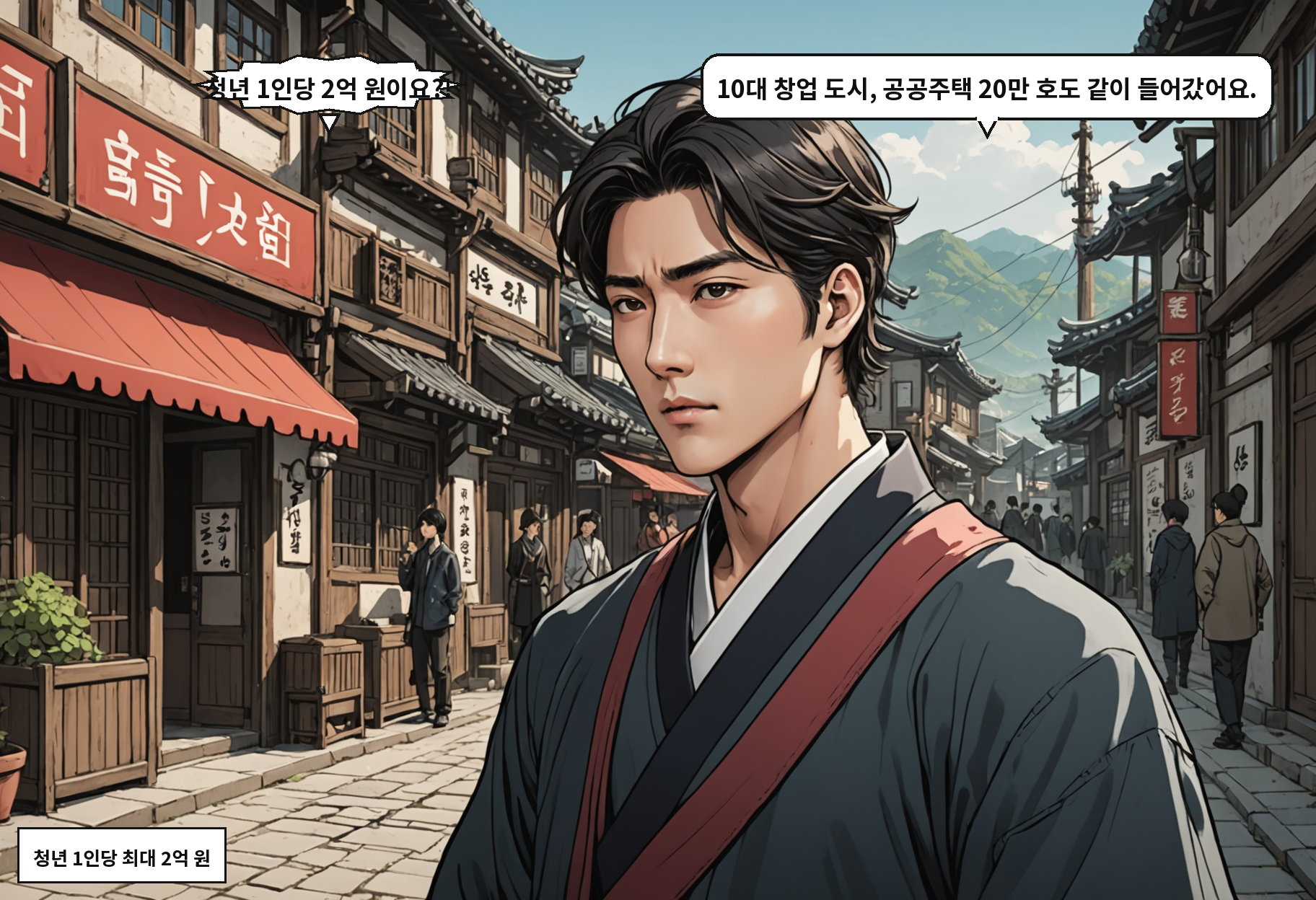 A: 청년 1인당 2억 원이요?! B: 10대 창업 도시, 공공주택 20만 호도 같이 들어갔어요.