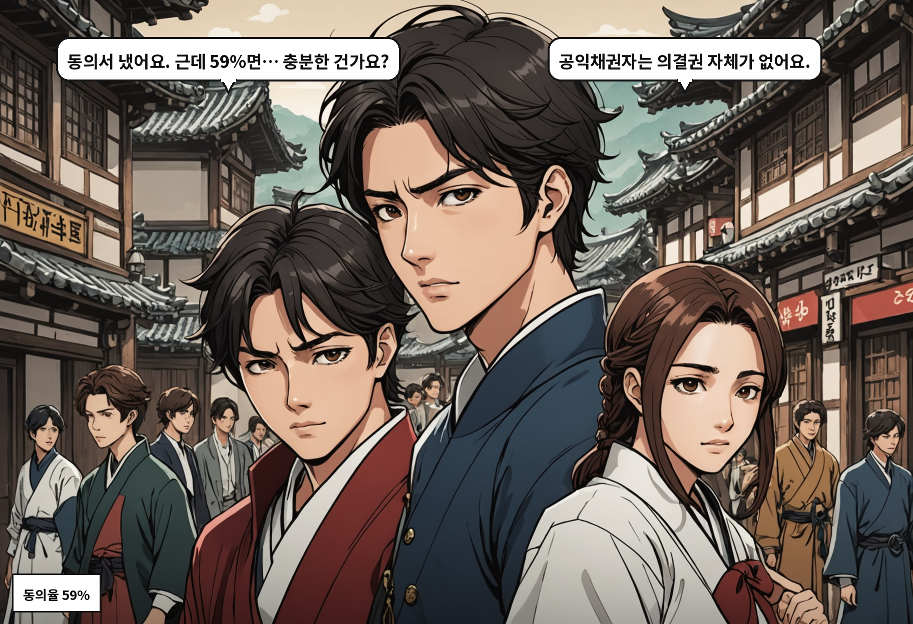 B: 동의서 냈어요. 근데 59%면… 충분한 건가요? A: 공익채권자는 의결권 자체가 없어요.