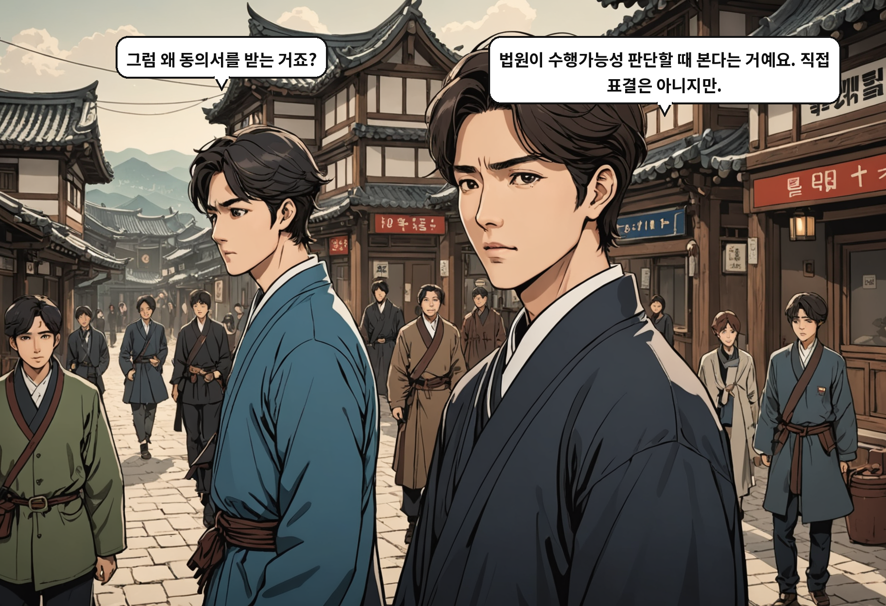 B: 그럼 왜 동의서를 받는 거죠? A: 법원이 수행가능성 판단할 때 본다는 거예요. 직접 표결은 아니지만.