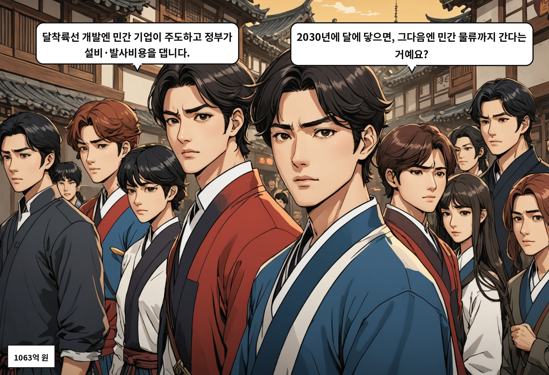 B: 달착륙선 개발엔 민간 기업이 주도하고 정부가 설비·발사비용을 댑니다. A: 2030년에 달에 닿으면, 그다음엔 민간 물류까지 간다는 거예요?