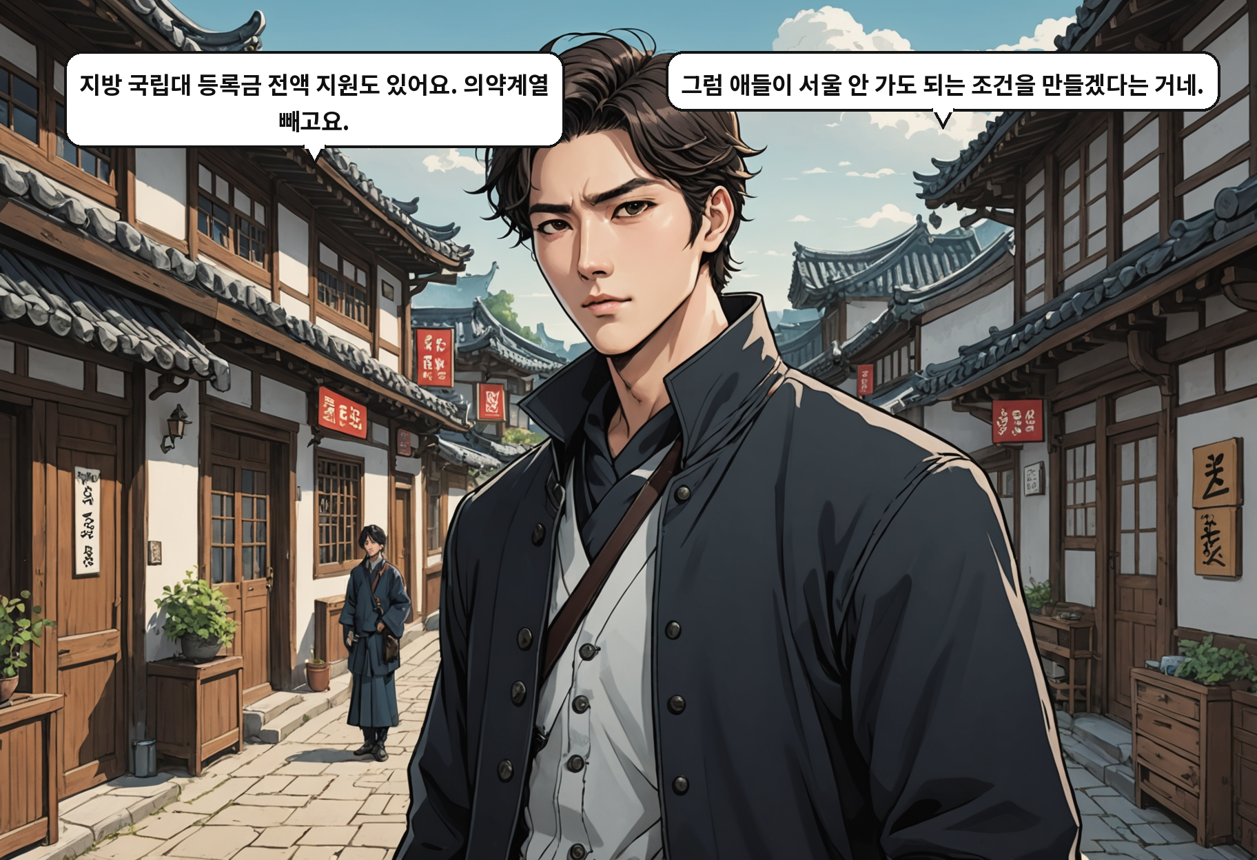 A: 지방 국립대 등록금 전액 지원도 있어요. 의약계열 빼고요. B: 그럼 애들이 서울 안 가도 되는 조건을 만들겠다는 거네.