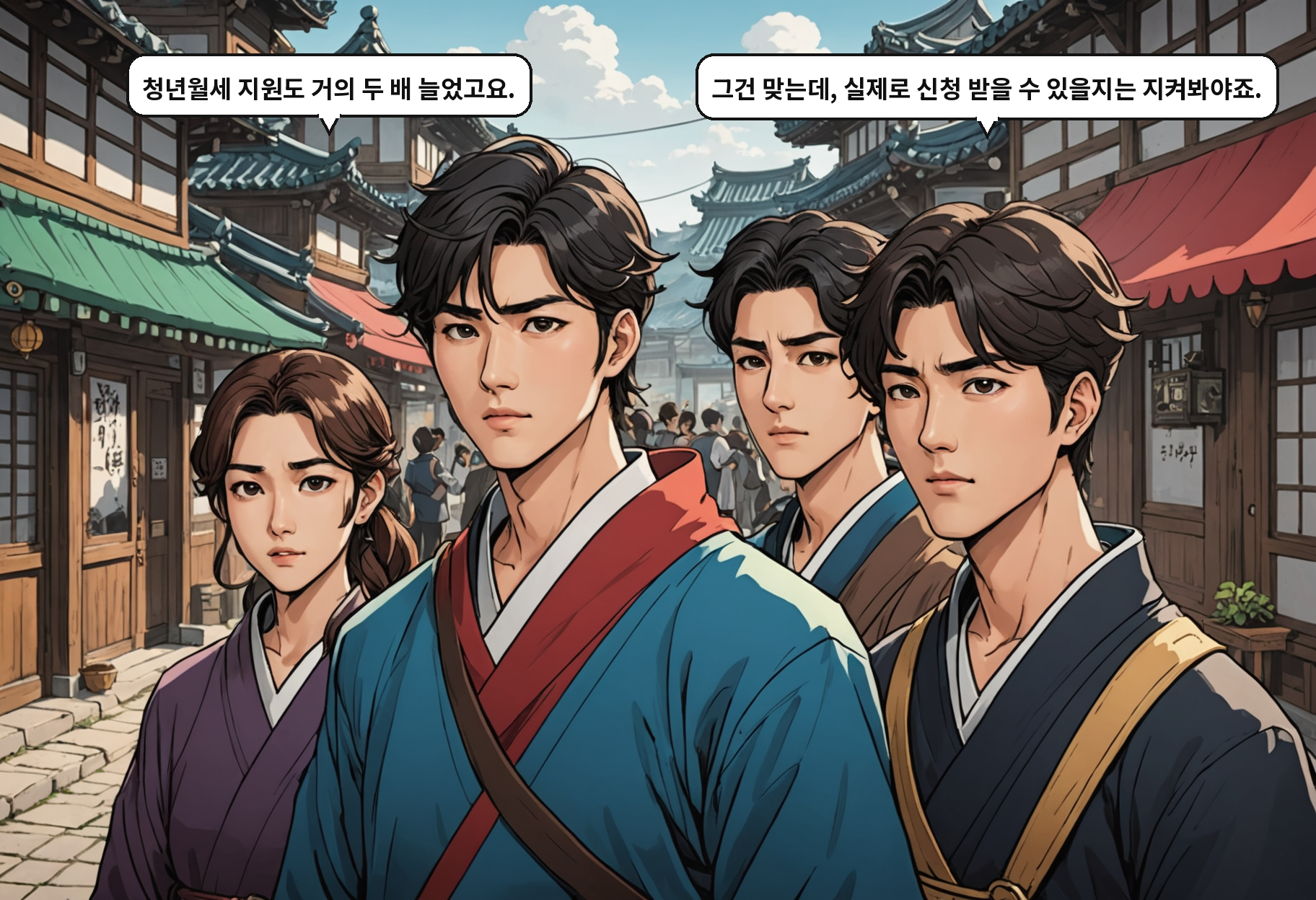A: 청년월세 지원도 거의 두 배 늘었고요. B: 그건 맞는데, 실제로 신청 받을 수 있을지는 지켜봐야죠.