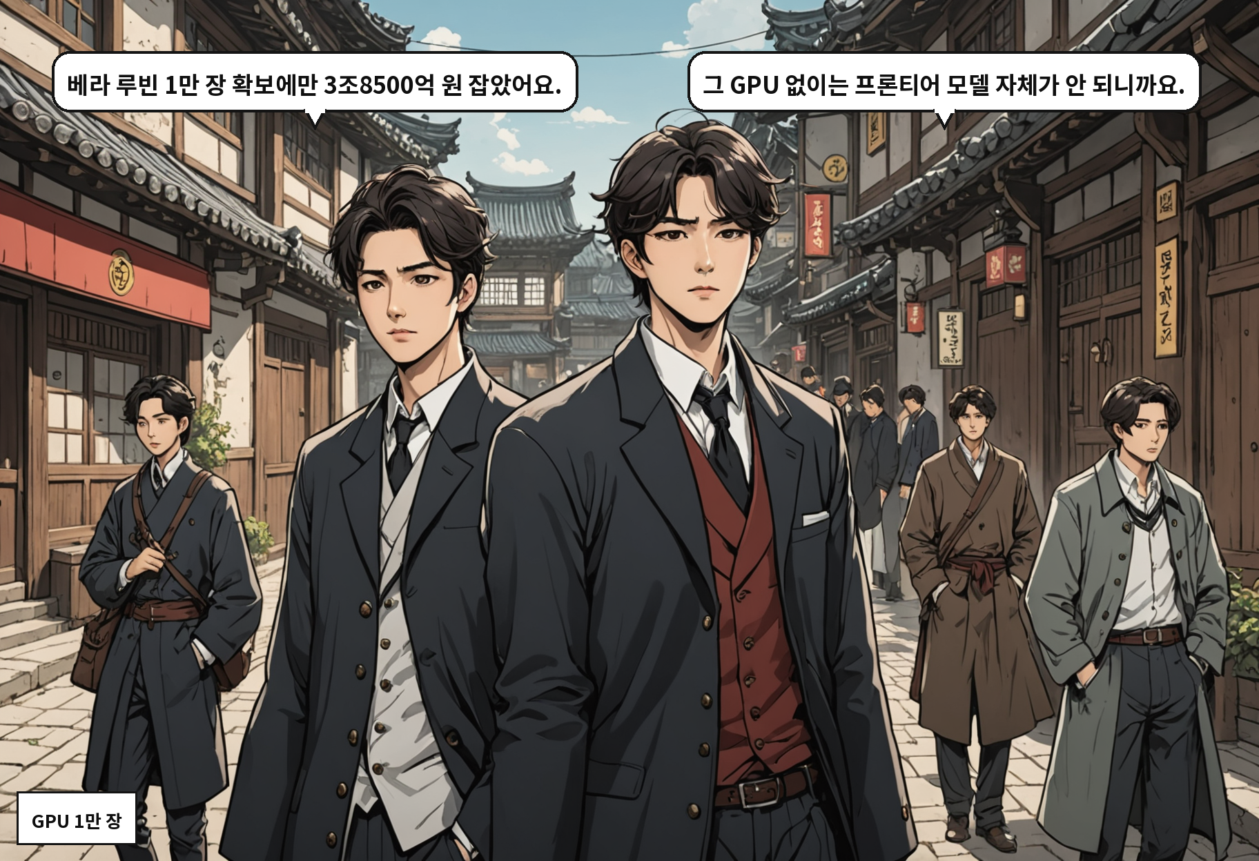 B: 베라 루빈 1만 장 확보에만 3조8500억 원 잡았어요. A: 그 GPU 없이는 프론티어 모델 자체가 안 되니까요.