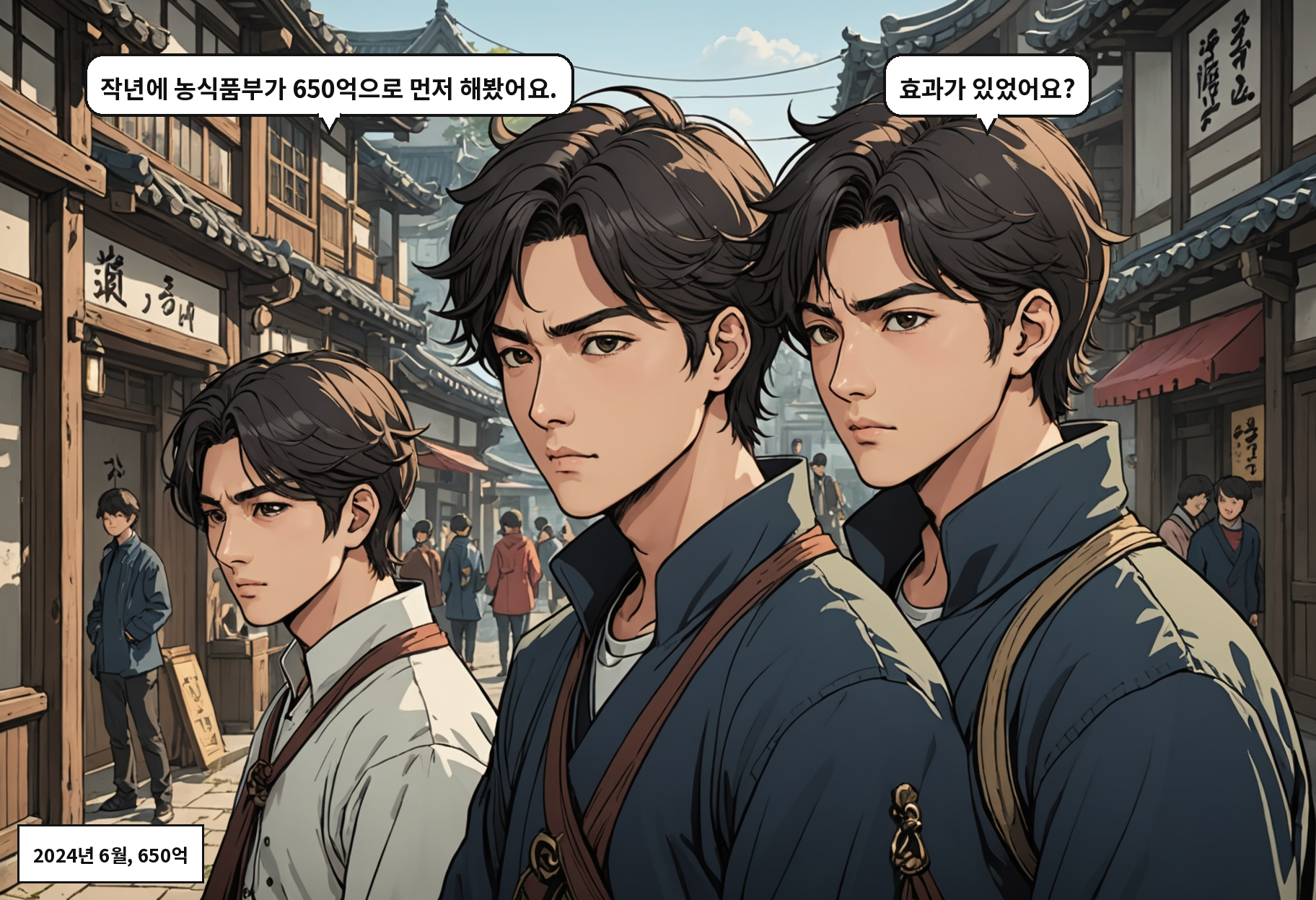 B: 작년에 농식품부가 650억으로 먼저 해봤어요. A: 효과가 있었어요?