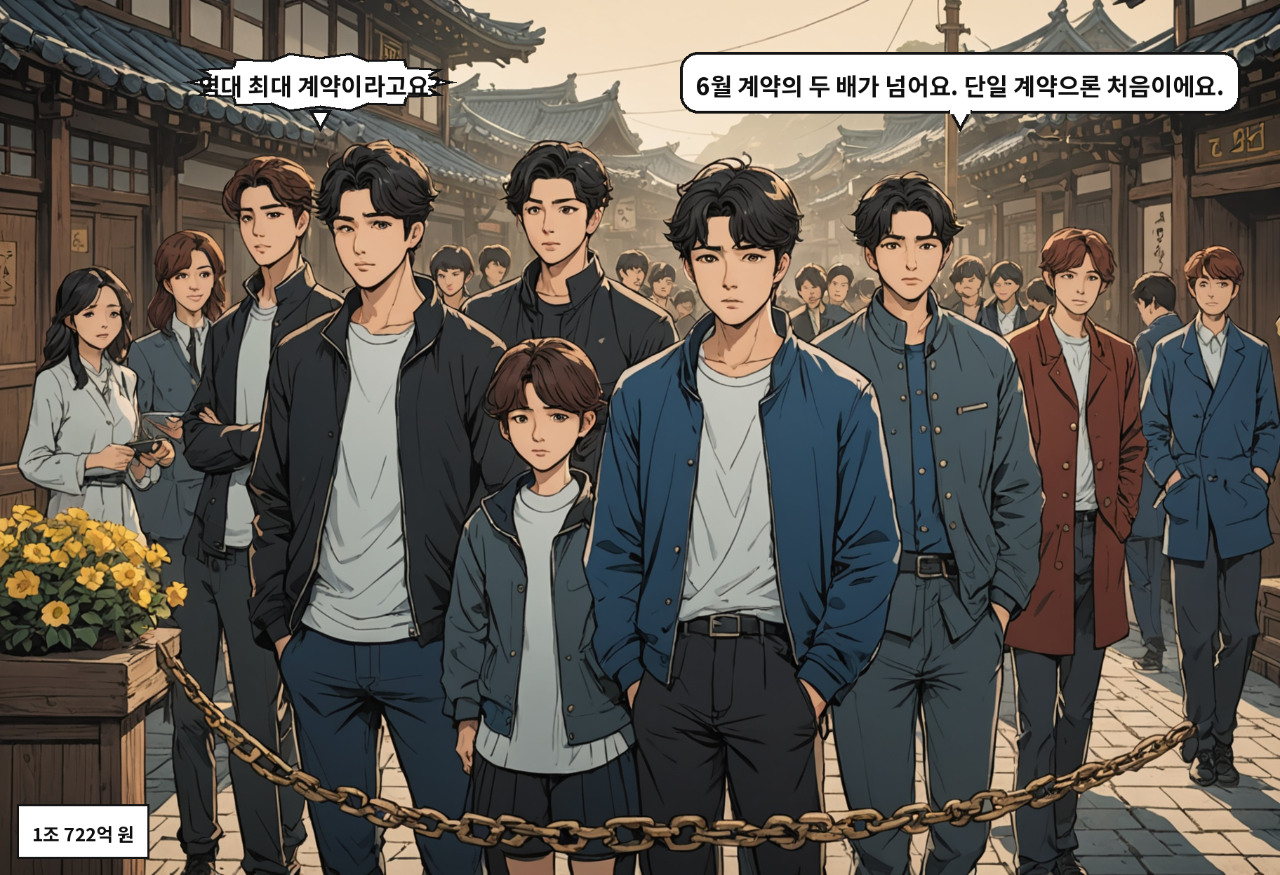 A: 역대 최대 계약이라고요? B: 6월 계약의 두 배가 넘어요. 단일 계약으론 처음이에요.