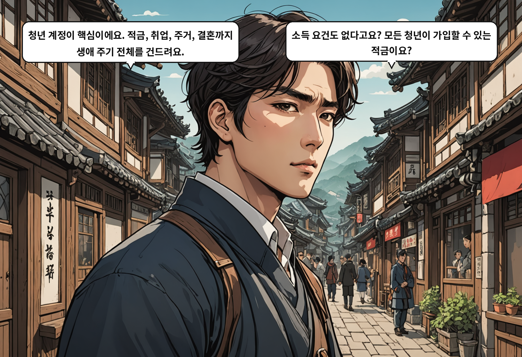 B: 청년 계정이 핵심이에요. 적금, 취업, 주거, 결혼까지 생애 주기 전체를 건드려요. A: 소득 요건도 없다고요? 모든 청년이 가입할 수 있는 적금이요?