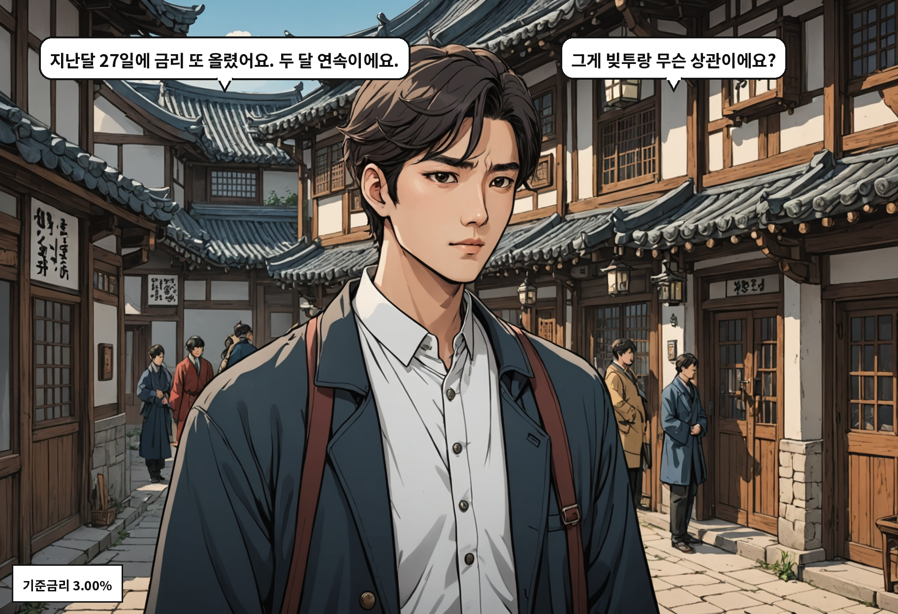B: 지난달 27일에 금리 또 올렸어요. 두 달 연속이에요. A: 그게 빚투랑 무슨 상관이에요?