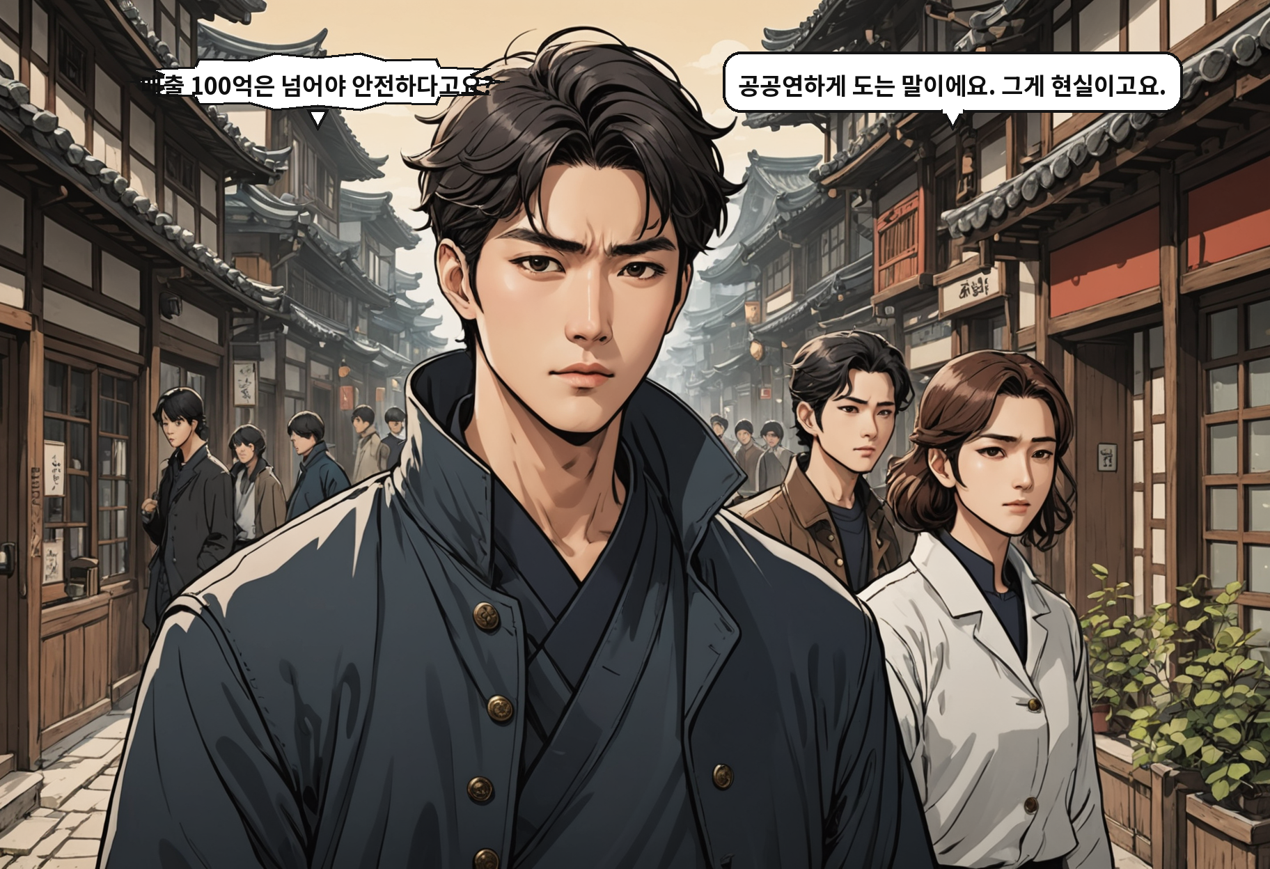 A: 매출 100억은 넘어야 안전하다고요? B: 공공연하게 도는 말이에요. 그게 현실이고요.