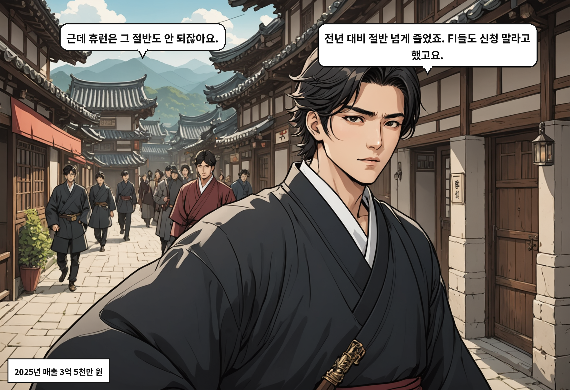 A: 근데 휴런은 그 절반도 안 되잖아요. B: 전년 대비 절반 넘게 줄었죠. FI들도 신청 말라고 했고요.