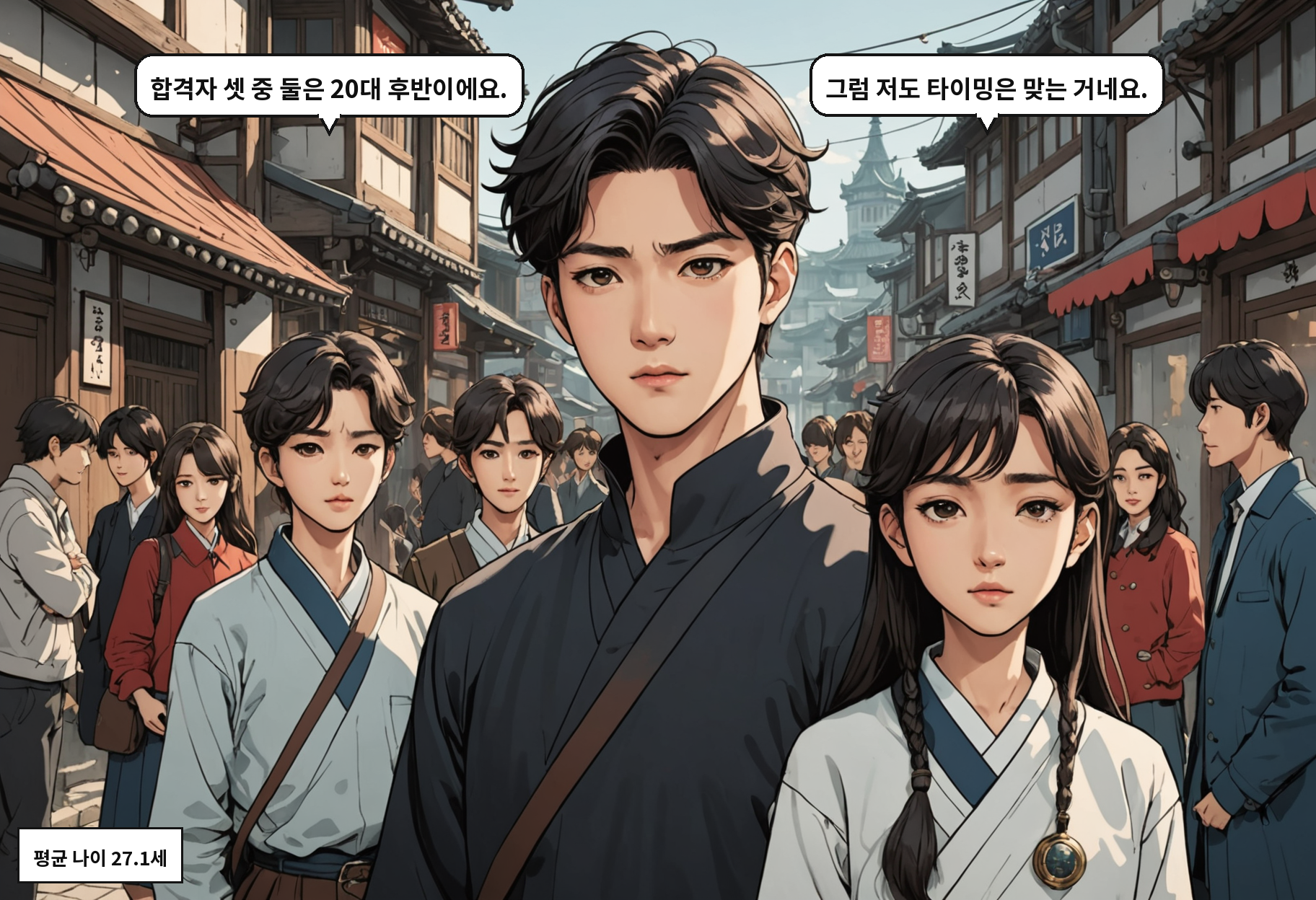 B: 합격자 셋 중 둘은 20대 후반이에요. A: 그럼 저도 타이밍은 맞는 거네요.
