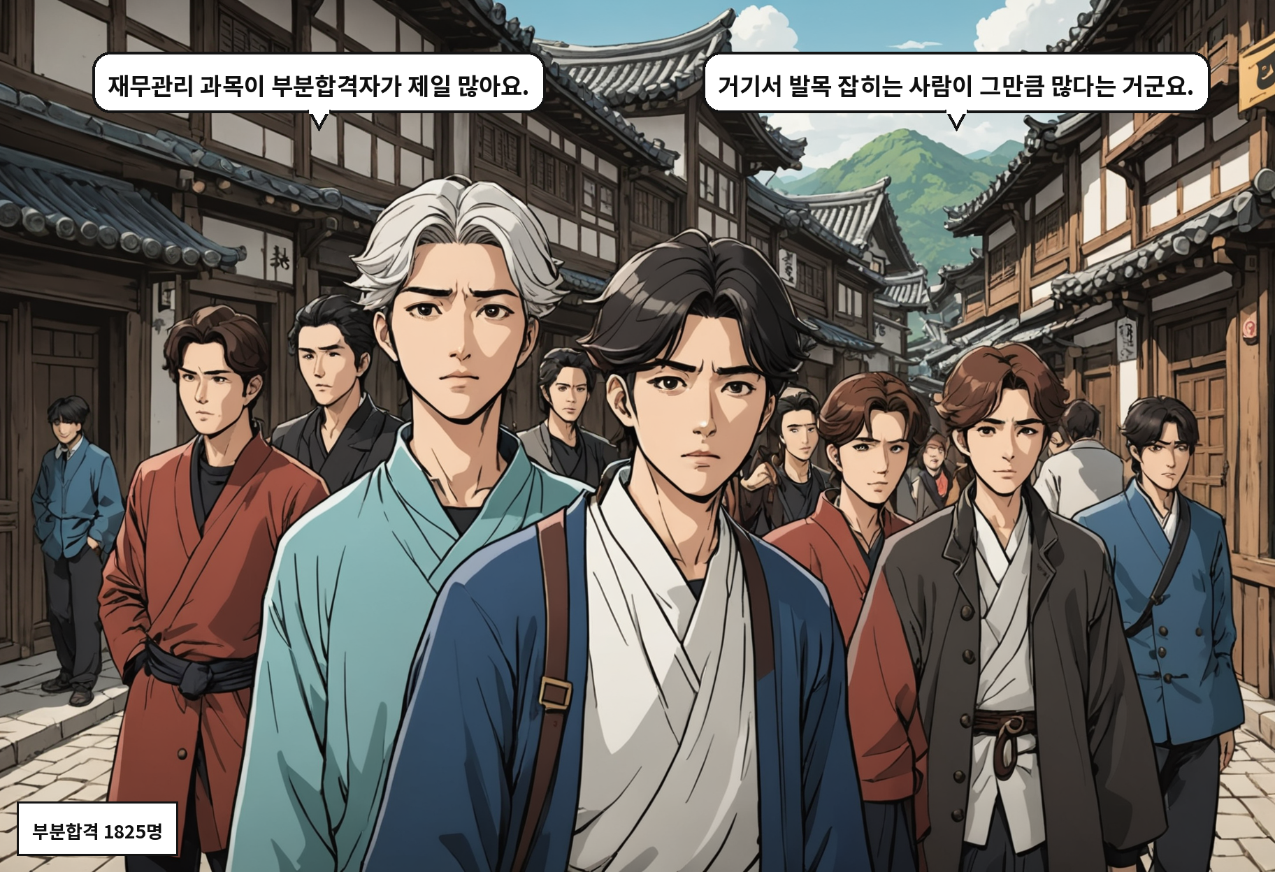B: 재무관리 과목이 부분합격자가 제일 많아요. A: 거기서 발목 잡히는 사람이 그만큼 많다는 거군요.