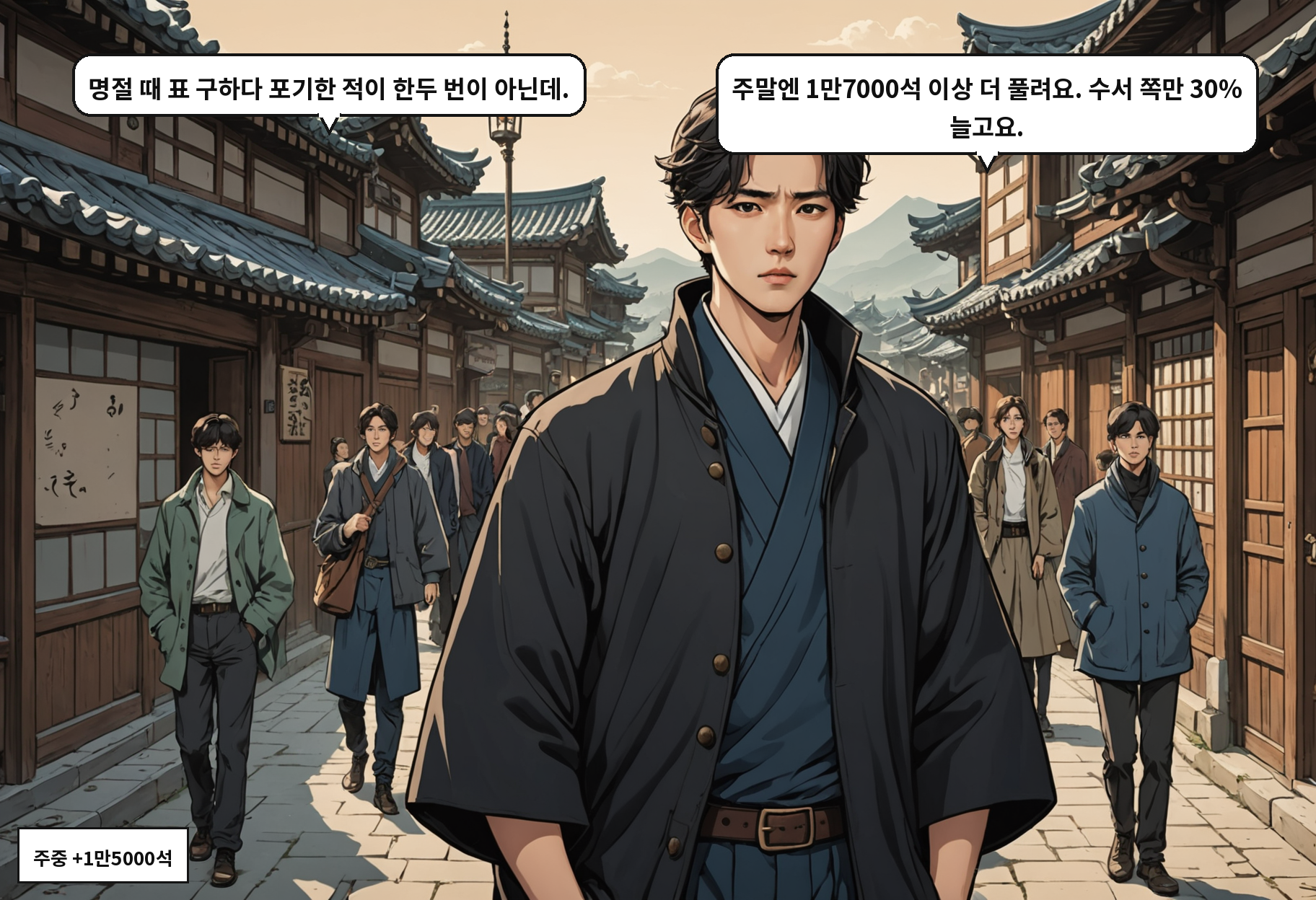 A: 명절 때 표 구하다 포기한 적이 한두 번이 아닌데. B: 주말엔 1만7000석 이상 더 풀려요. 수서 쪽만 30% 늘고요.