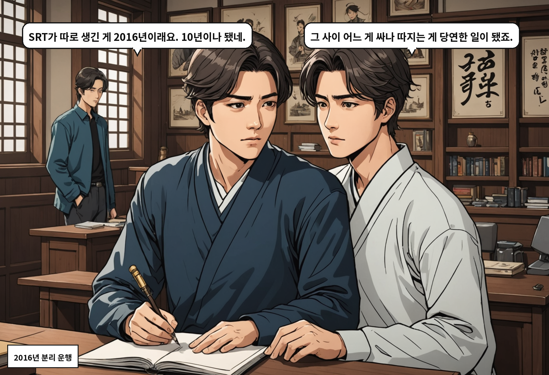 A: SRT가 따로 생긴 게 2016년이래요. 10년이나 됐네. B: 그 사이 어느 게 싸나 따지는 게 당연한 일이 됐죠.