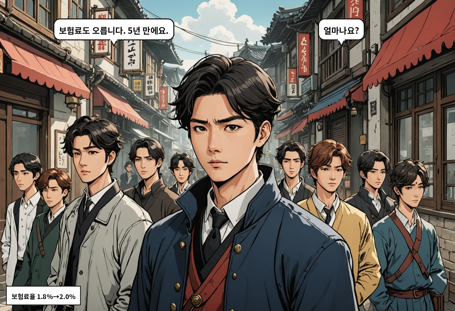 B: 보험료도 오릅니다. 5년 만에요. A: 얼마나요?