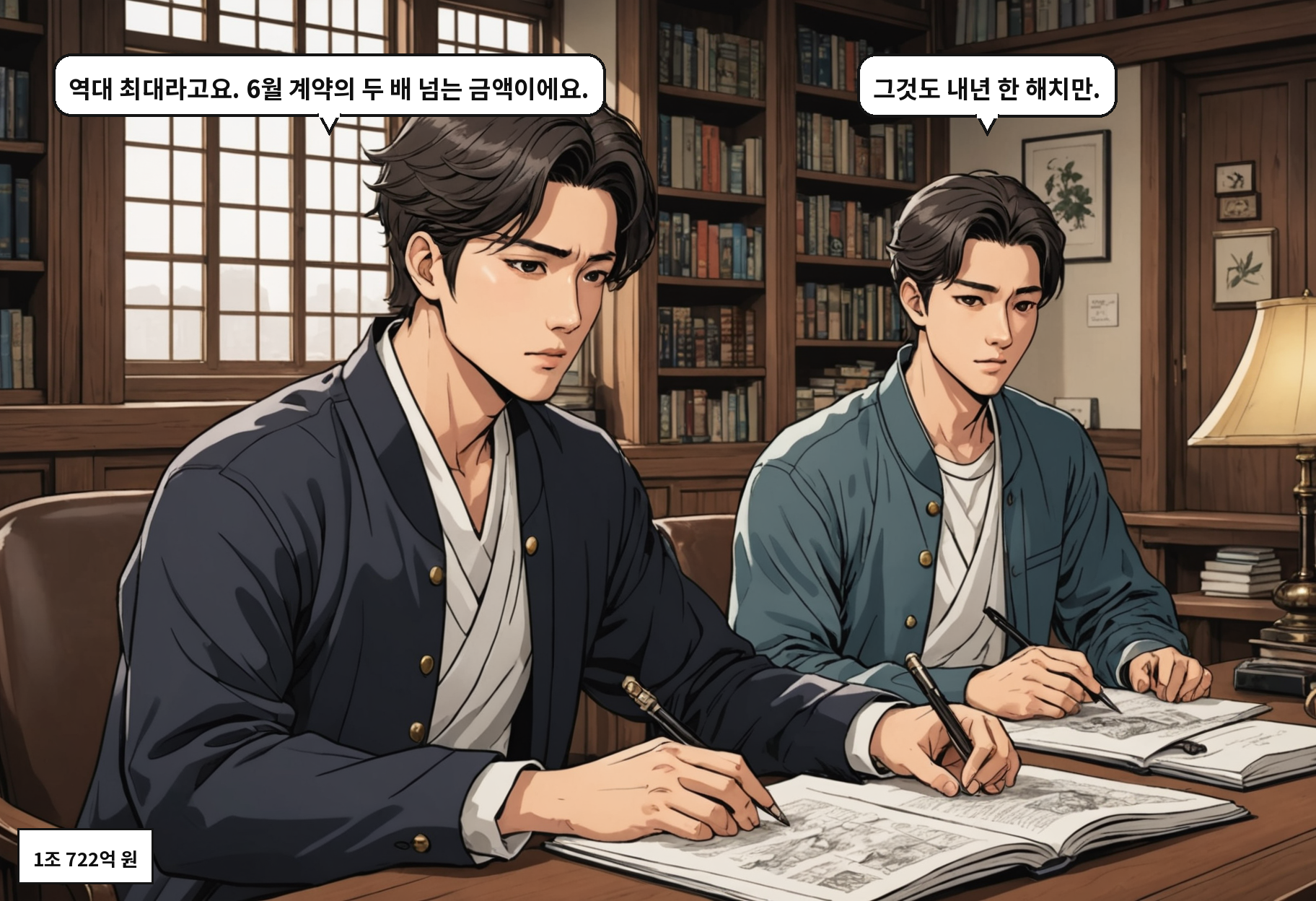 A: 역대 최대라고요. 6월 계약의 두 배 넘는 금액이에요. B: 그것도 내년 한 해치만.