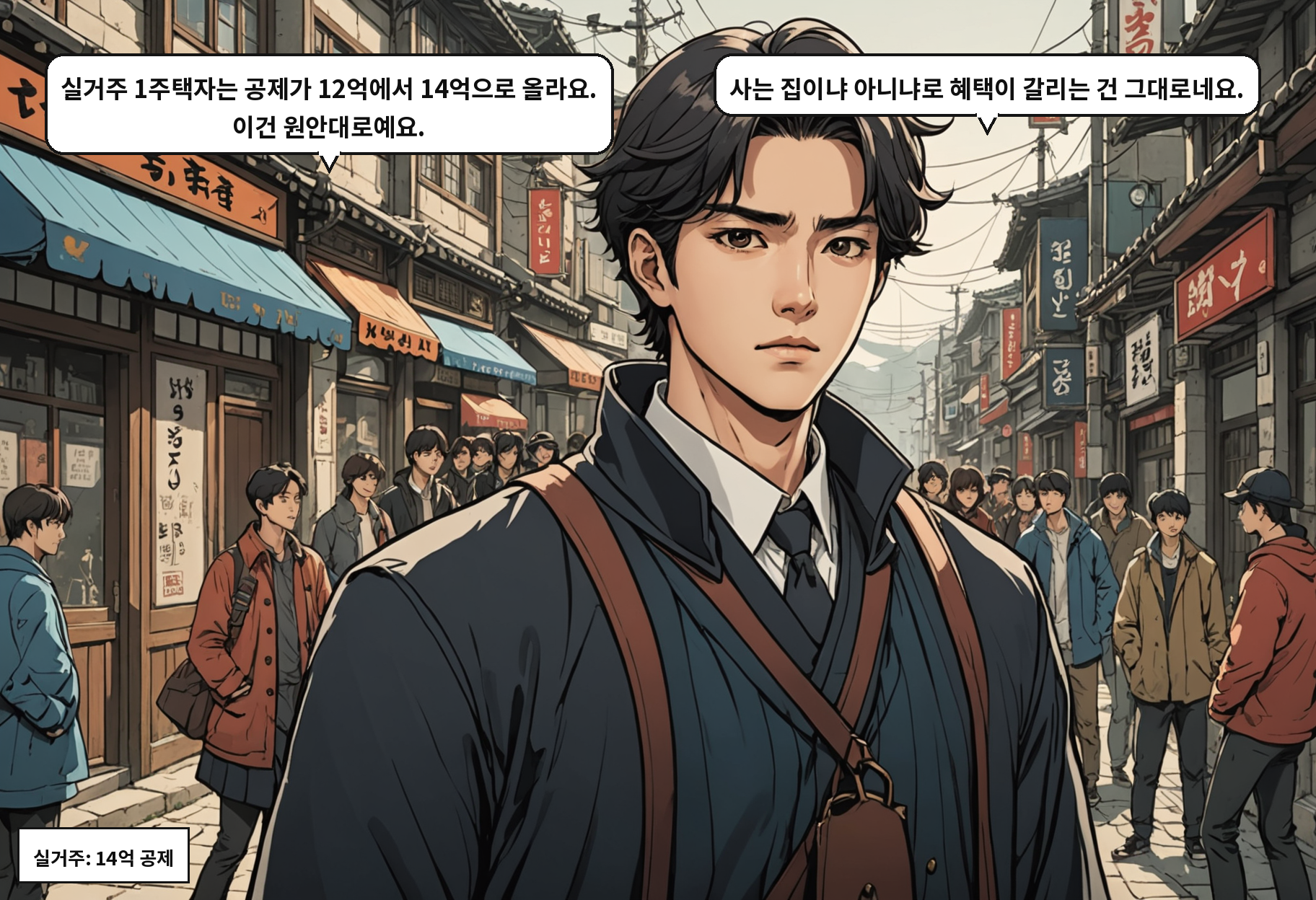 A: 실거주 1주택자는 공제가 12억에서 14억으로 올라요. 이건 원안대로예요. B: 사는 집이냐 아니냐로 혜택이 갈리는 건 그대로네요.