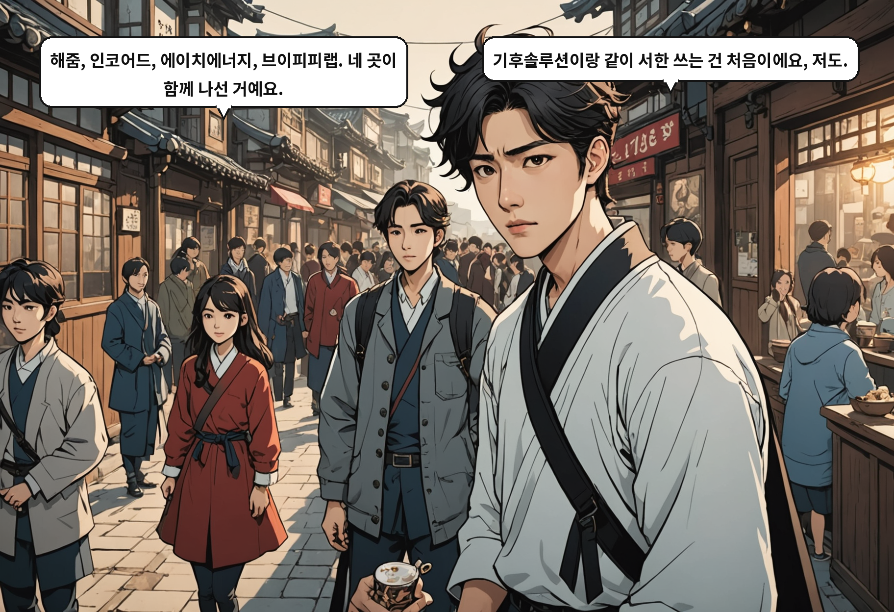 B: 해줌, 인코어드, 에이치에너지, 브이피피랩. 네 곳이 함께 나선 거예요. A: 기후솔루션이랑 같이 서한 쓰는 건 처음이에요, 저도.