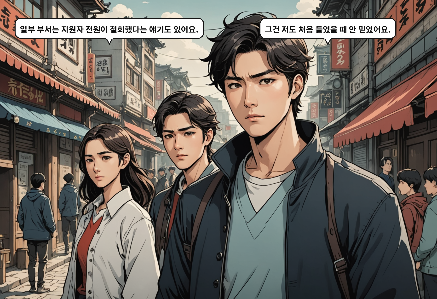 A: 일부 부서는 지원자 전원이 철회했다는 얘기도 있어요. B: 그건 저도 처음 들었을 때 안 믿었어요.