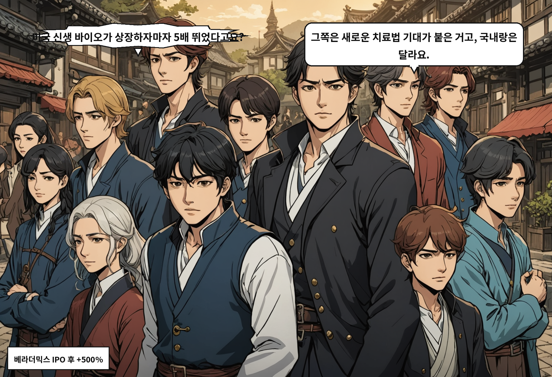 B: 미국 신생 바이오가 상장하자마자 5배 뛰었다고요? A: 그쪽은 새로운 치료법 기대가 붙은 거고, 국내랑은 달라요.