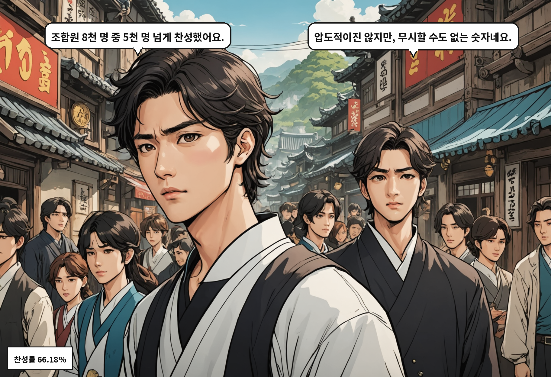 A: 조합원 8천 명 중 5천 명 넘게 찬성했어요. B: 압도적이진 않지만, 무시할 수도 없는 숫자네요.