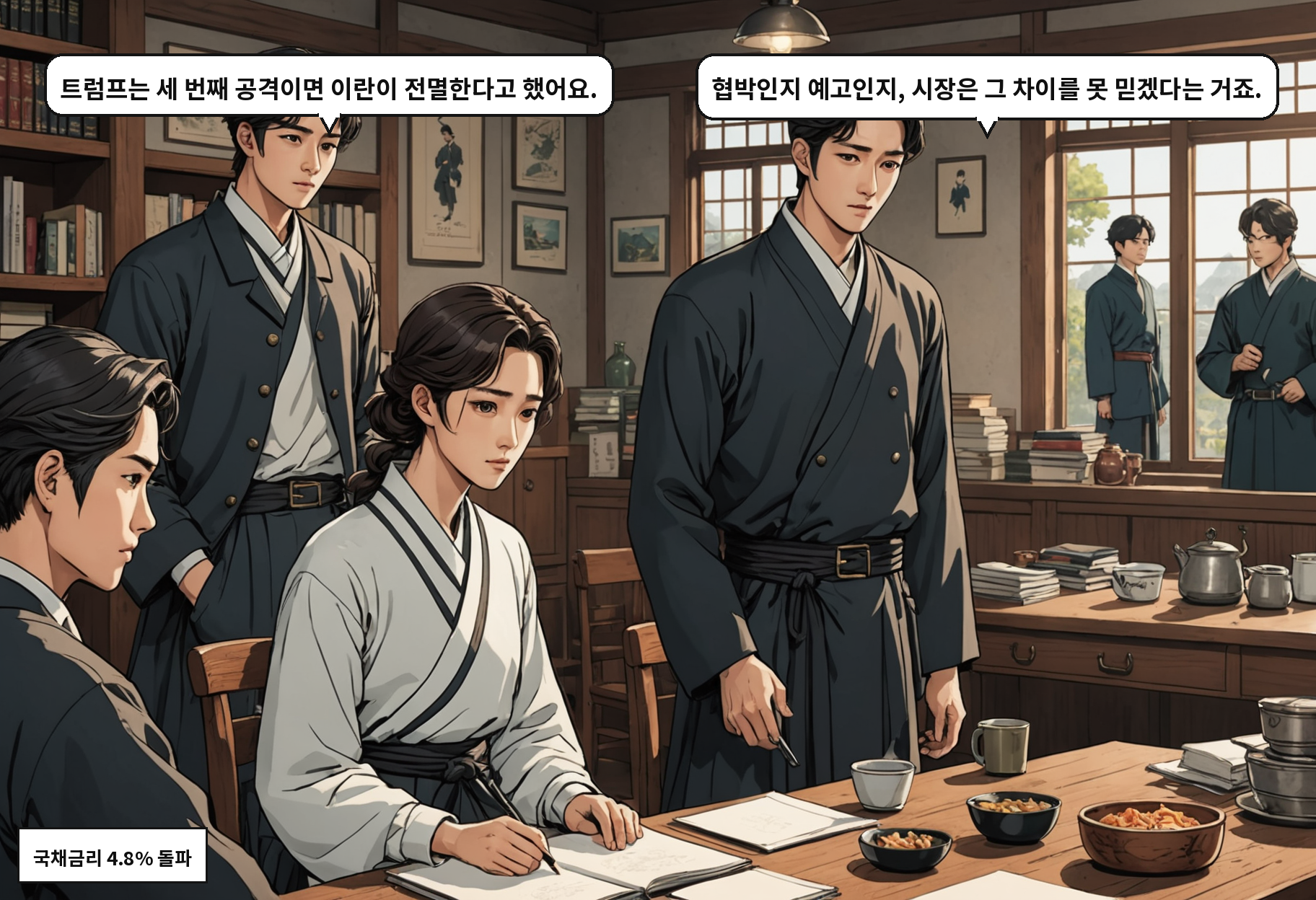 A: 트럼프는 세 번째 공격이면 이란이 전멸한다고 했어요. B: 협박인지 예고인지, 시장은 그 차이를 못 믿겠다는 거죠.