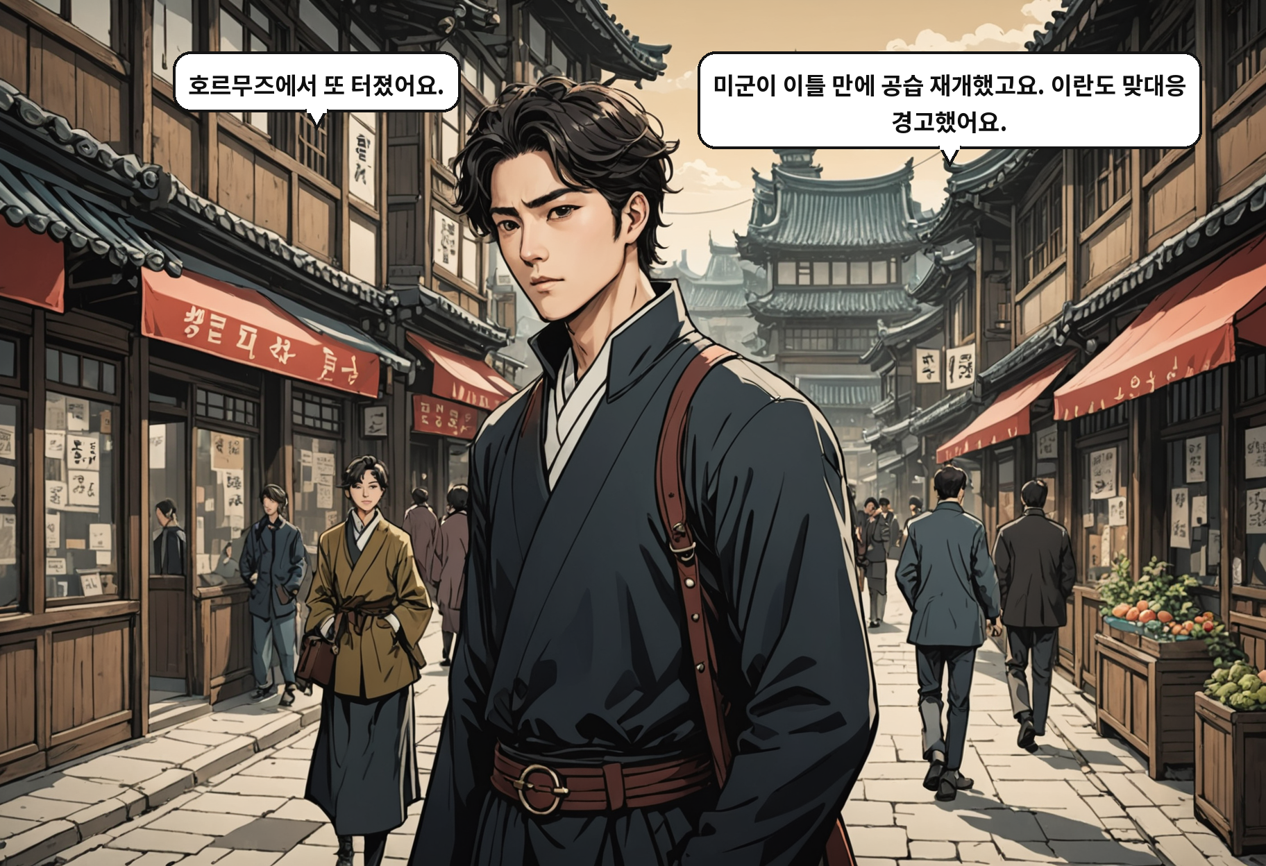 B: 호르무즈에서 또 터졌어요. A: 미군이 이틀 만에 공습 재개했고요. 이란도 맞대응 경고했어요.