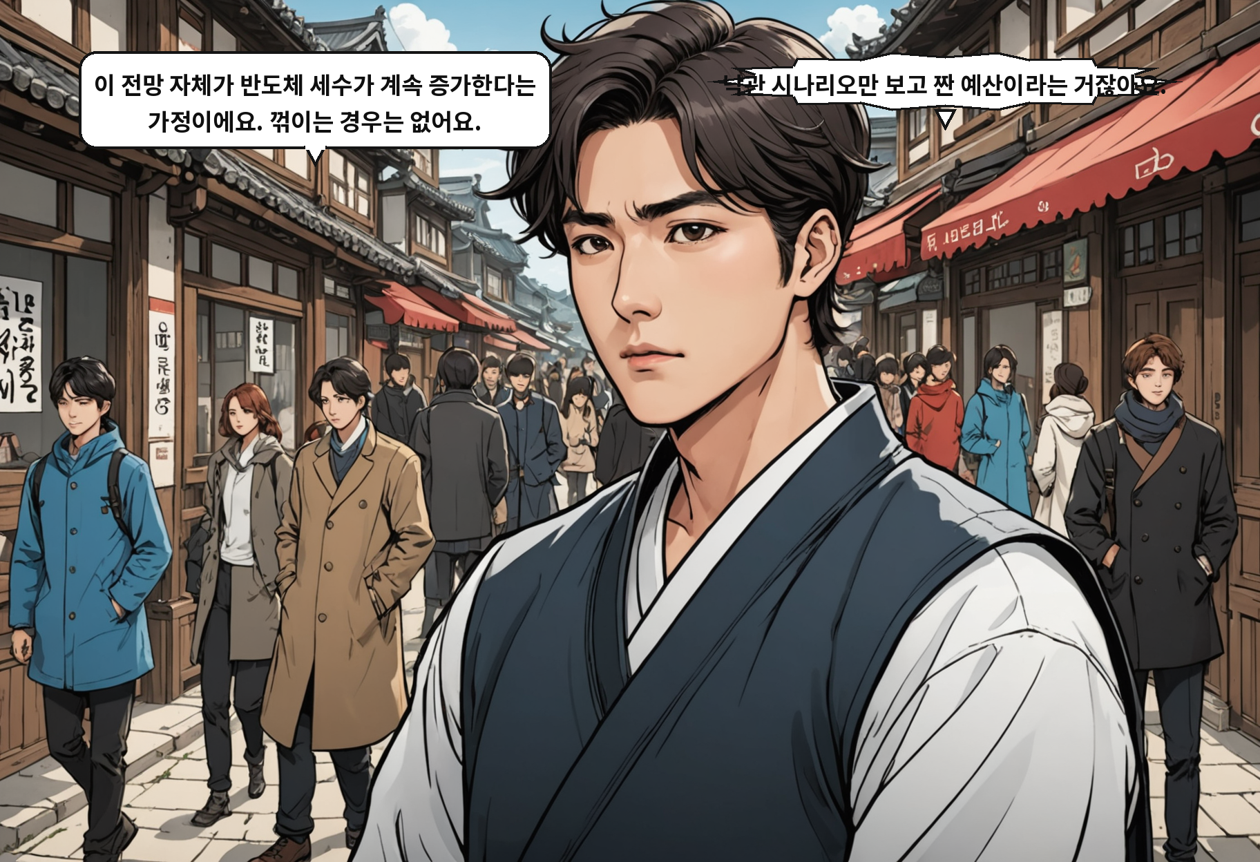 B: 이 전망 자체가 반도체 세수가 계속 증가한다는 가정이에요. 꺾이는 경우는 없어요. A: 낙관 시나리오만 보고 짠 예산이라는 거잖아요.
