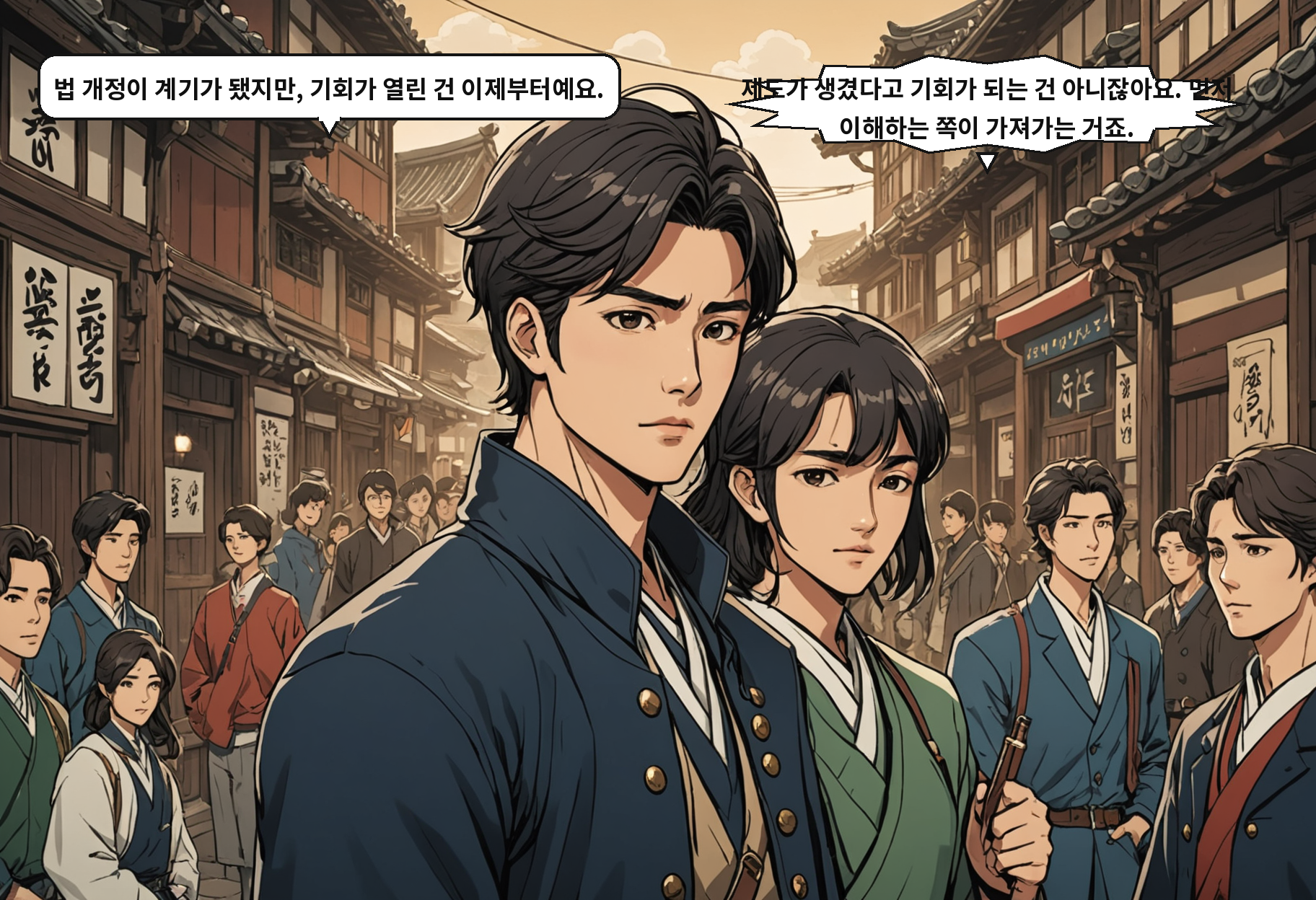 B: 법 개정이 계기가 됐지만, 기회가 열린 건 이제부터예요. A: 제도가 생겼다고 기회가 되는 건 아니잖아요. 먼저 이해하는 쪽이 가져가는 거죠.