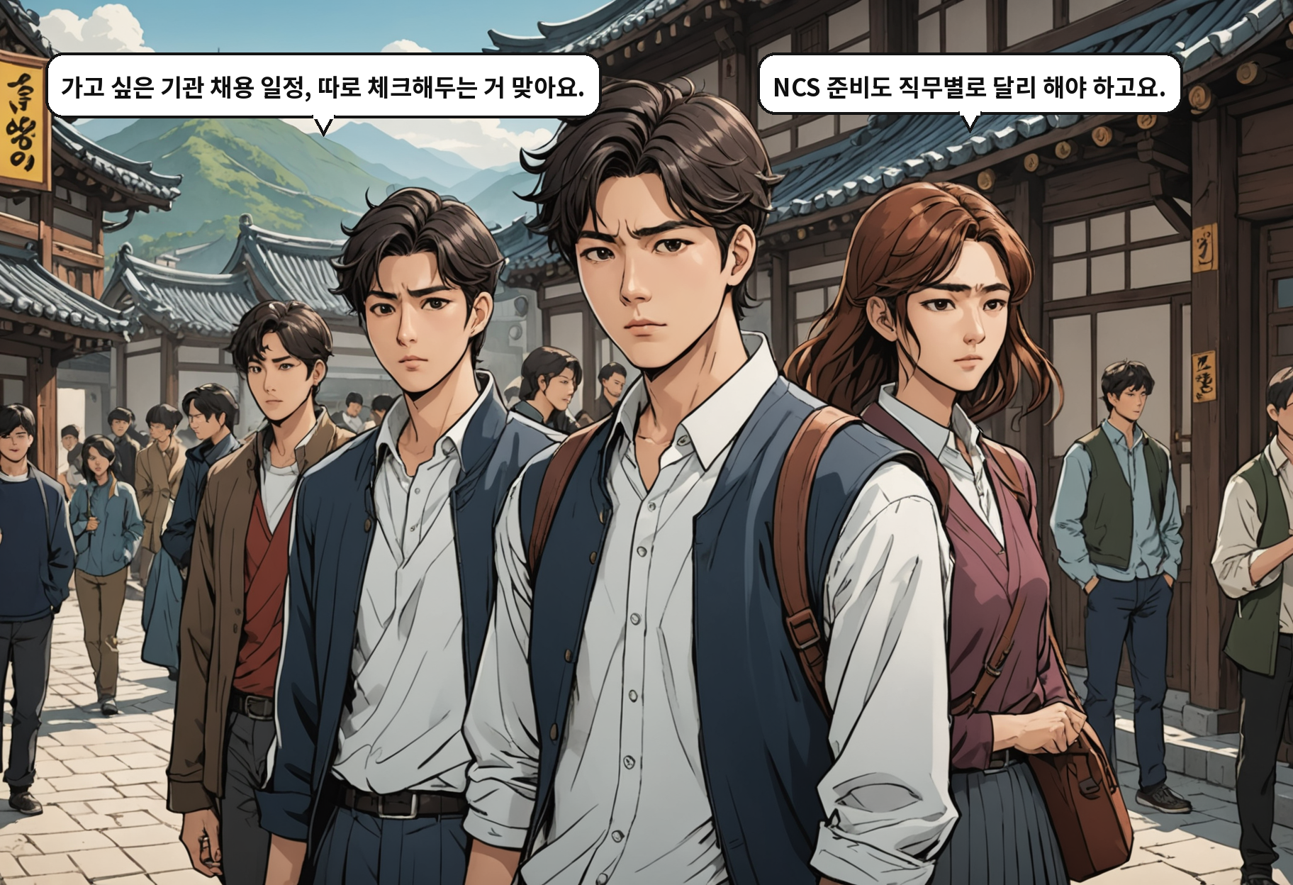 B: 가고 싶은 기관 채용 일정, 따로 체크해두는 거 맞아요. A: NCS 준비도 직무별로 달리 해야 하고요.
