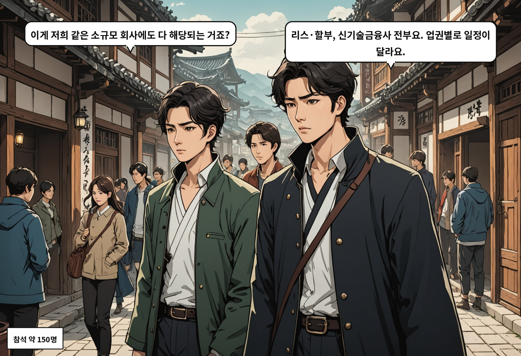 A: 이게 저희 같은 소규모 회사에도 다 해당되는 거죠? B: 리스·할부, 신기술금융사 전부요. 업권별로 일정이 달라요.
