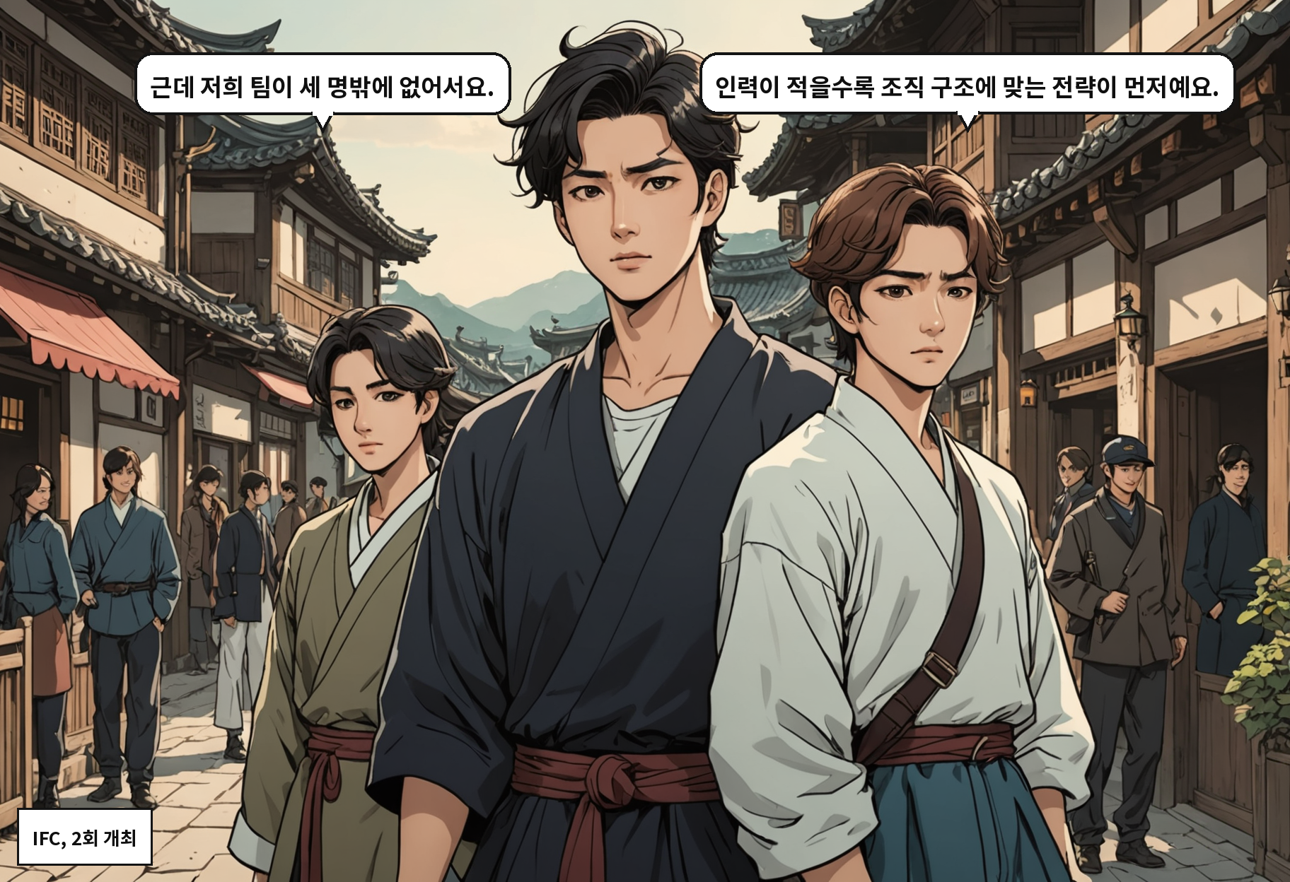 A: 근데 저희 팀이 세 명밖에 없어서요. B: 인력이 적을수록 조직 구조에 맞는 전략이 먼저예요.