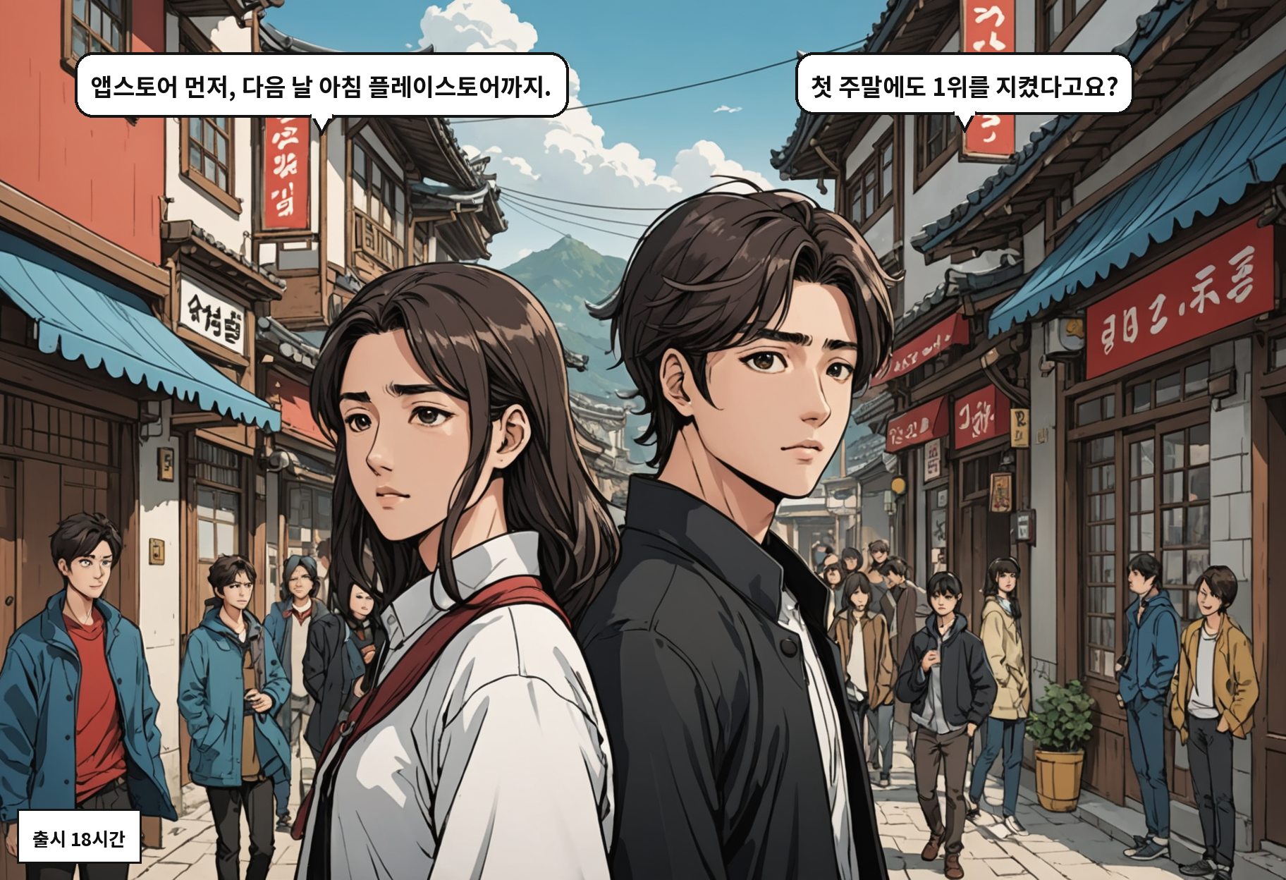 A: 앱스토어 먼저, 다음 날 아침 플레이스토어까지. B: 첫 주말에도 1위를 지켰다고요?