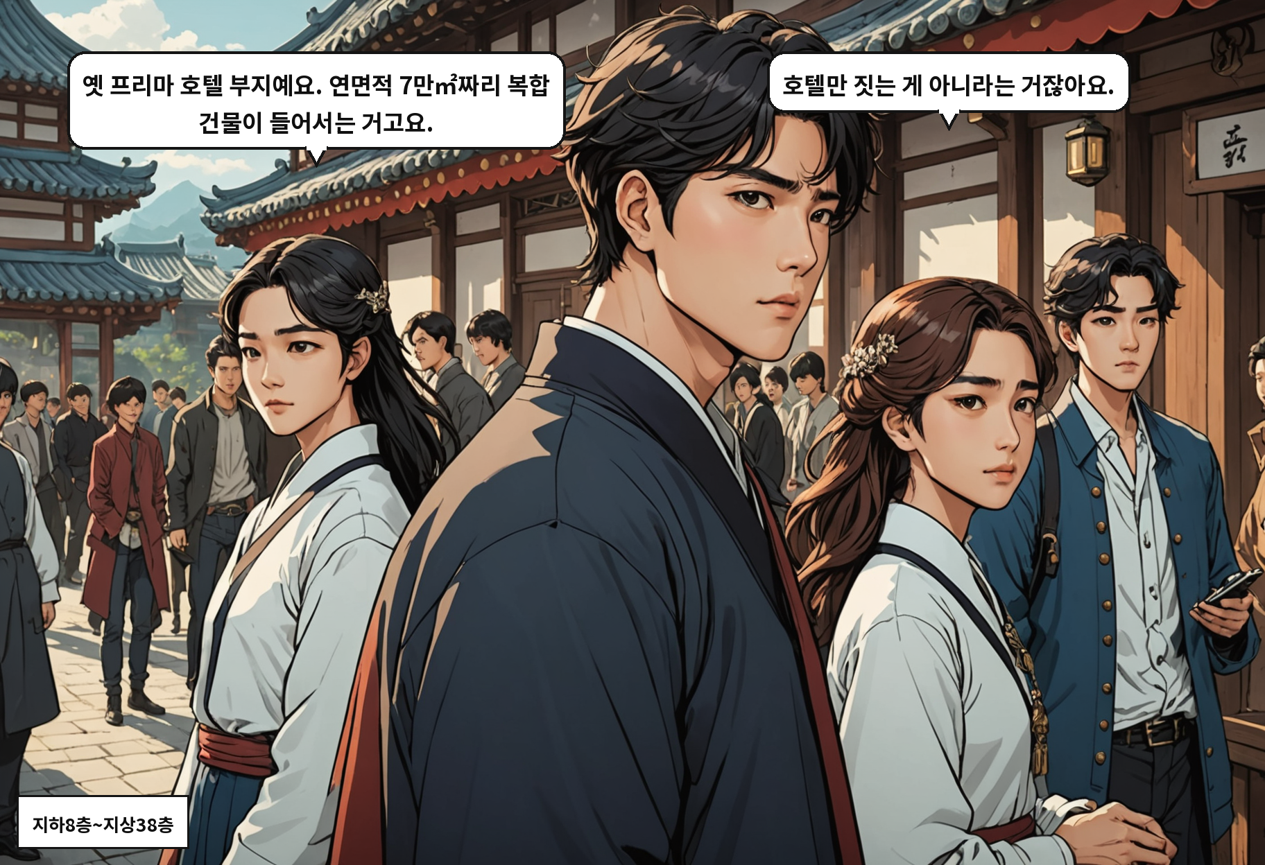 A: 옛 프리마 호텔 부지예요. 연면적 7만㎡짜리 복합 건물이 들어서는 거고요. B: 호텔만 짓는 게 아니라는 거잖아요.