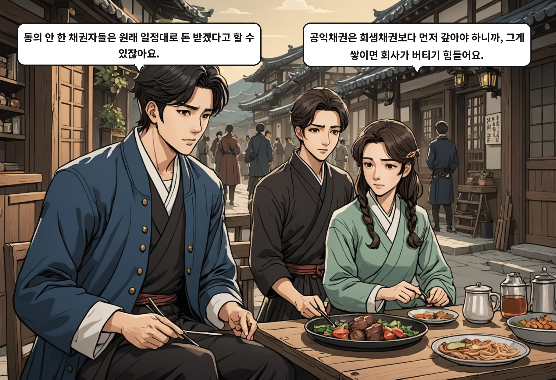 A: 동의 안 한 채권자들은 원래 일정대로 돈 받겠다고 할 수 있잖아요. B: 공익채권은 회생채권보다 먼저 갚아야 하니까, 그게 쌓이면 회사가 버티기 힘들어요.