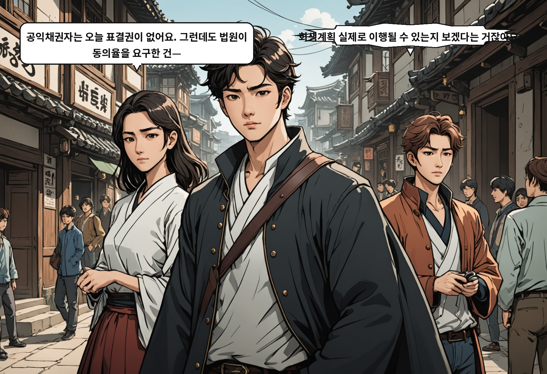 B: 공익채권자는 오늘 표결권이 없어요. 그런데도 법원이 동의율을 요구한 건— A: 회생계획 실제로 이행될 수 있는지 보겠다는 거잖아요.