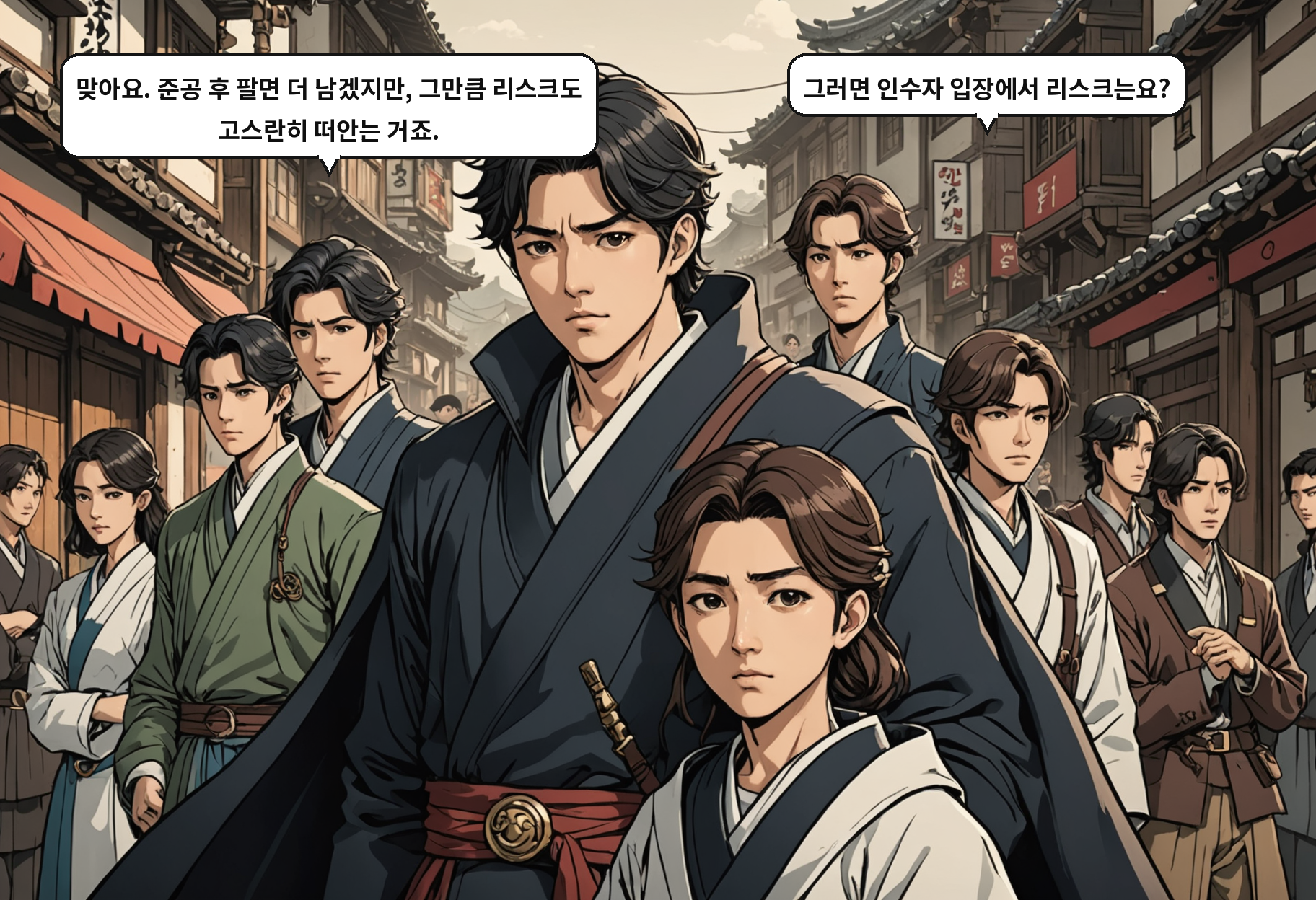 B: 맞아요. 준공 후 팔면 더 남겠지만, 그만큼 리스크도 고스란히 떠안는 거죠. A: 그러면 인수자 입장에서 리스크는요?