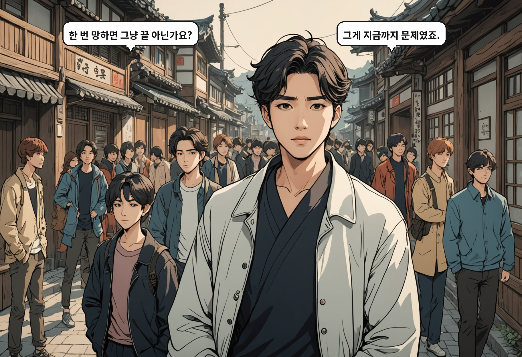 A: 한 번 망하면 그냥 끝 아닌가요? B: 그게 지금까지 문제였죠.
