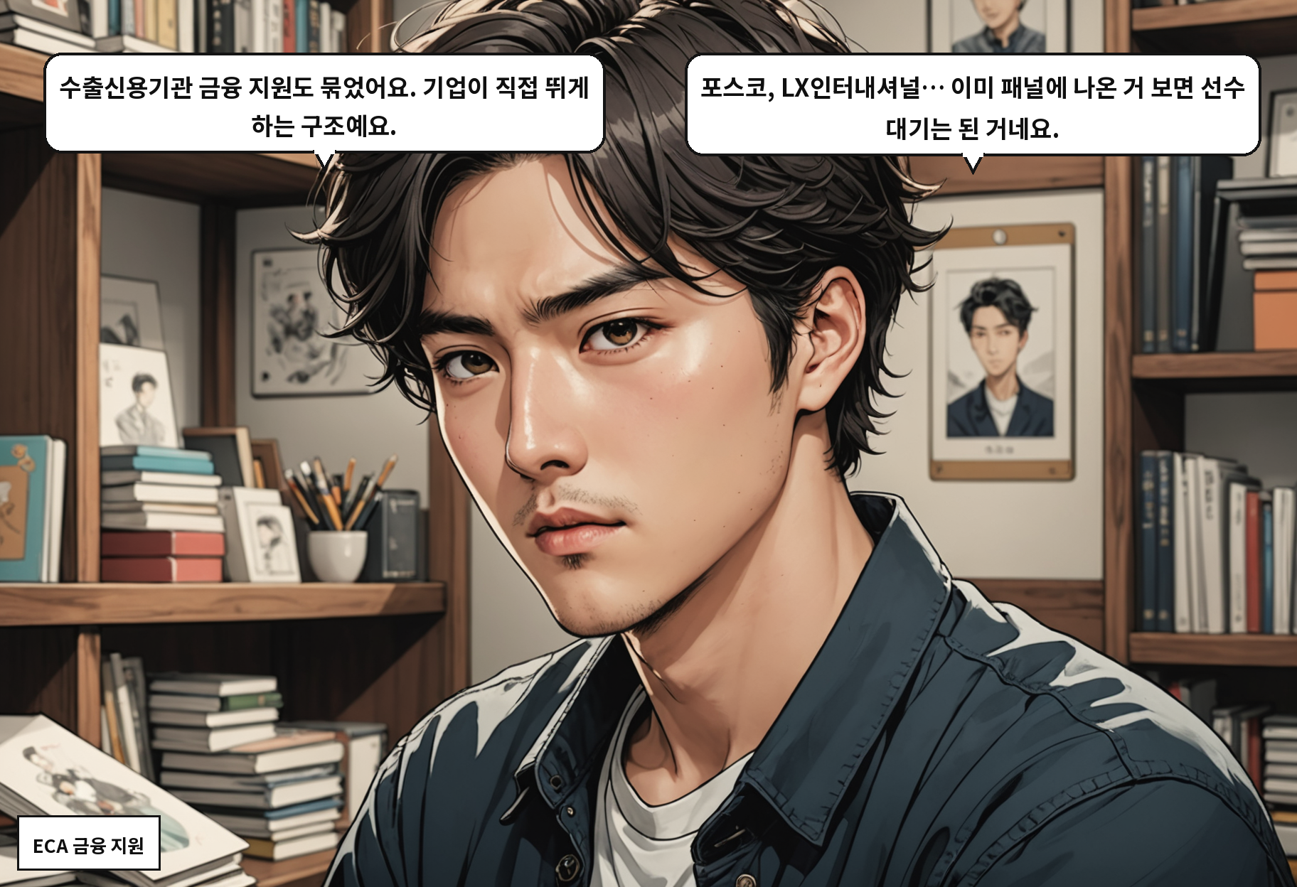 A: 수출신용기관 금융 지원도 묶었어요. 기업이 직접 뛰게 하는 구조예요. B: 포스코, LX인터내셔널… 이미 패널에 나온 거 보면 선수 대기는 된 거네요.