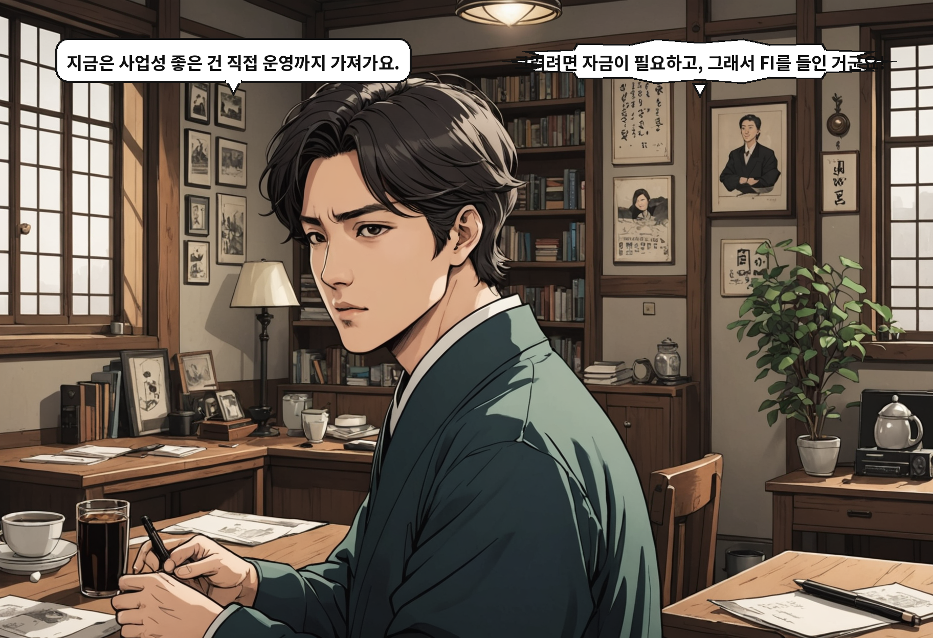B: 지금은 사업성 좋은 건 직접 운영까지 가져가요. A: 그러려면 자금이 필요하고, 그래서 FI를 들인 거군요!