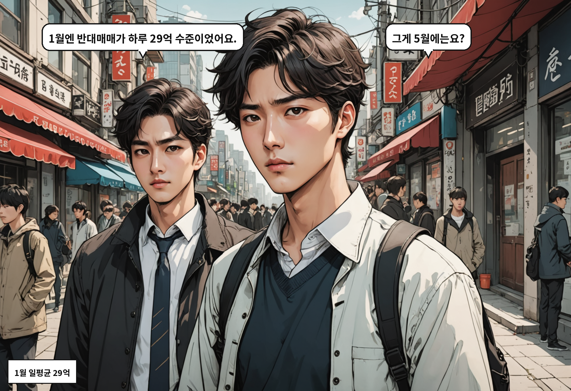 B: 1월엔 반대매매가 하루 29억 수준이었어요. A: 그게 5월에는요?