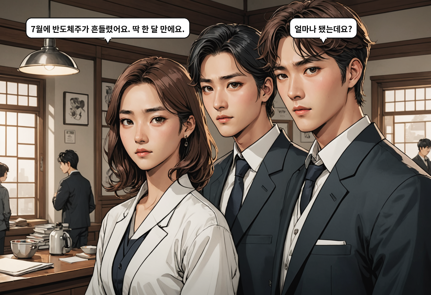 B: 7월에 반도체주가 흔들렸어요. 딱 한 달 만에요. A: 얼마나 됐는데요?
