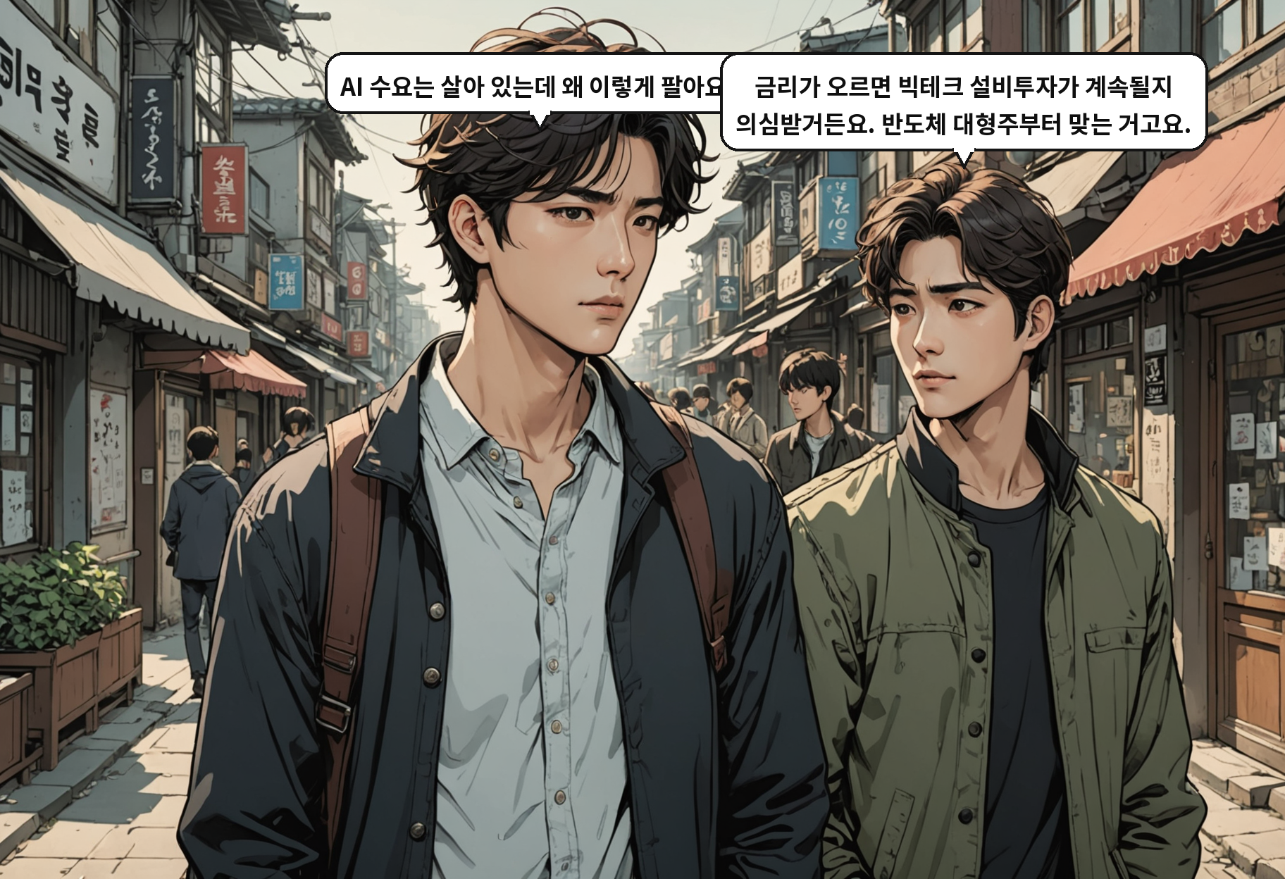 B: AI 수요는 살아 있는데 왜 이렇게 팔아요? A: 금리가 오르면 빅테크 설비투자가 계속될지 의심받거든요. 반도체 대형주부터 맞는 거고요.