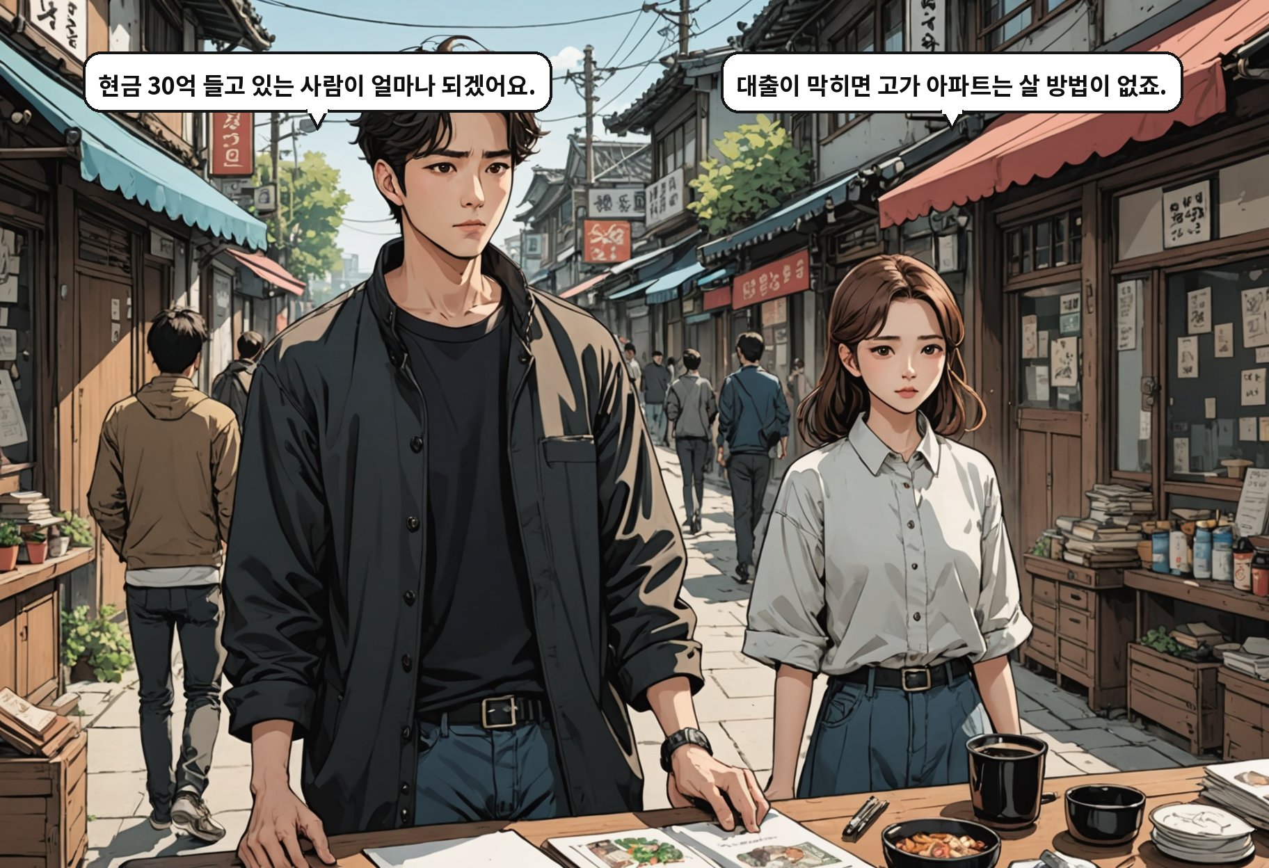 A: 현금 30억 들고 있는 사람이 얼마나 되겠어요. B: 대출이 막히면 고가 아파트는 살 방법이 없죠.