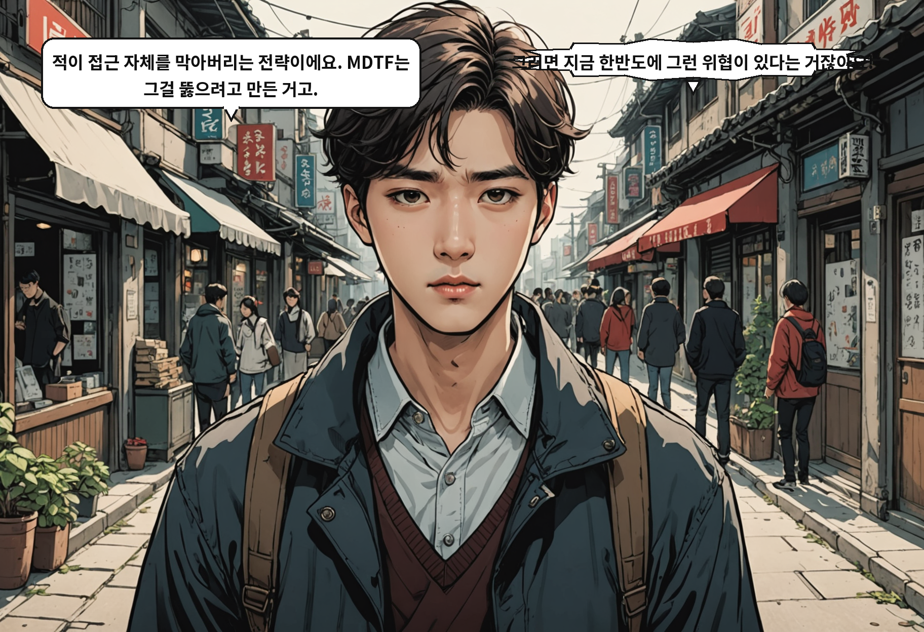 B: 적이 접근 자체를 막아버리는 전략이에요. MDTF는 그걸 뚫으려고 만든 거고. A: 그러면 지금 한반도에 그런 위협이 있다는 거잖아요!