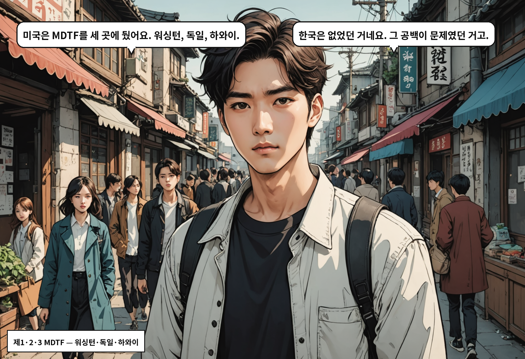 B: 미국은 MDTF를 세 곳에 뒀어요. 워싱턴, 독일, 하와이. A: 한국은 없었던 거네요. 그 공백이 문제였던 거고.