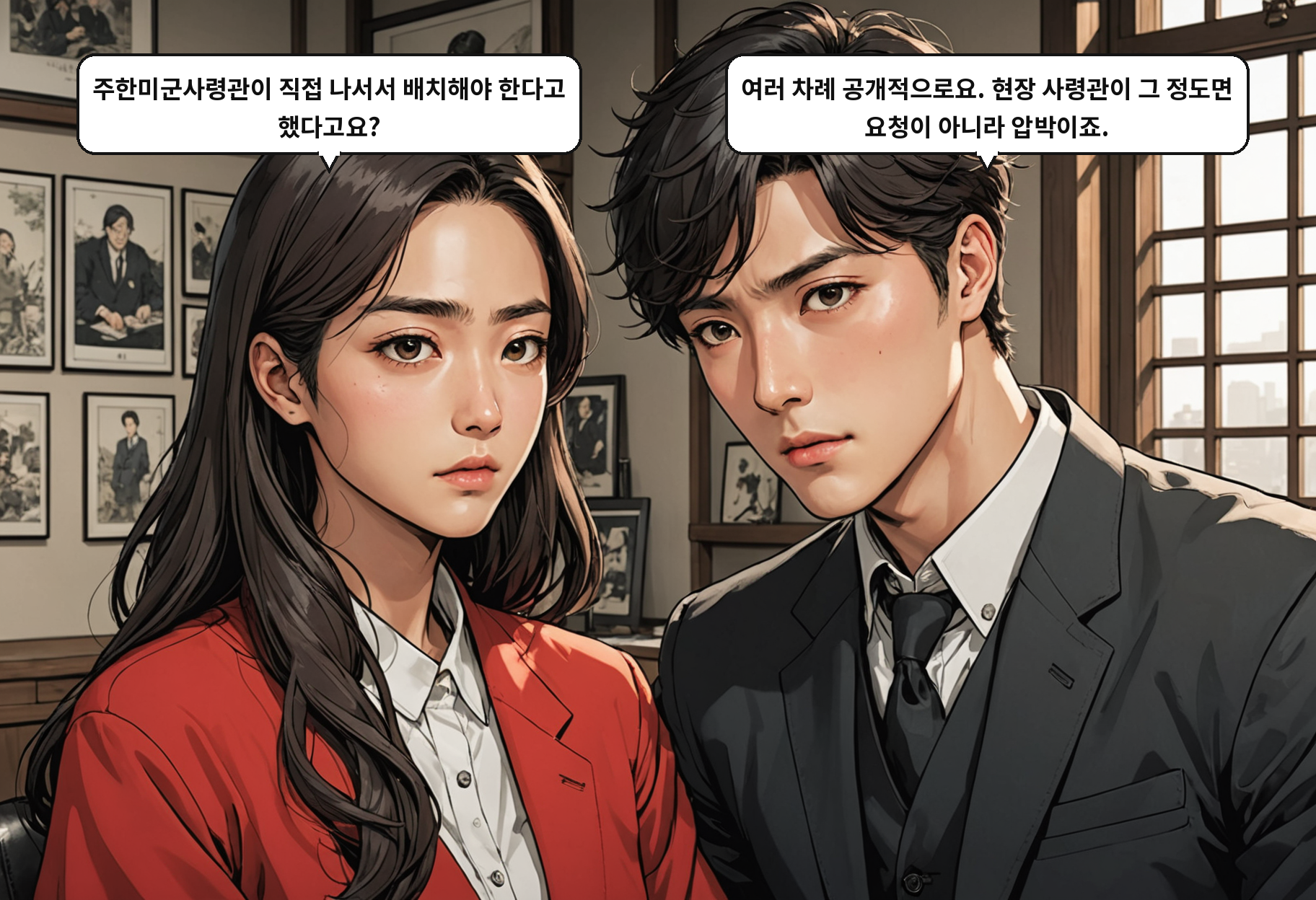 A: 주한미군사령관이 직접 나서서 배치해야 한다고 했다고요? B: 여러 차례 공개적으로요. 현장 사령관이 그 정도면 요청이 아니라 압박이죠.